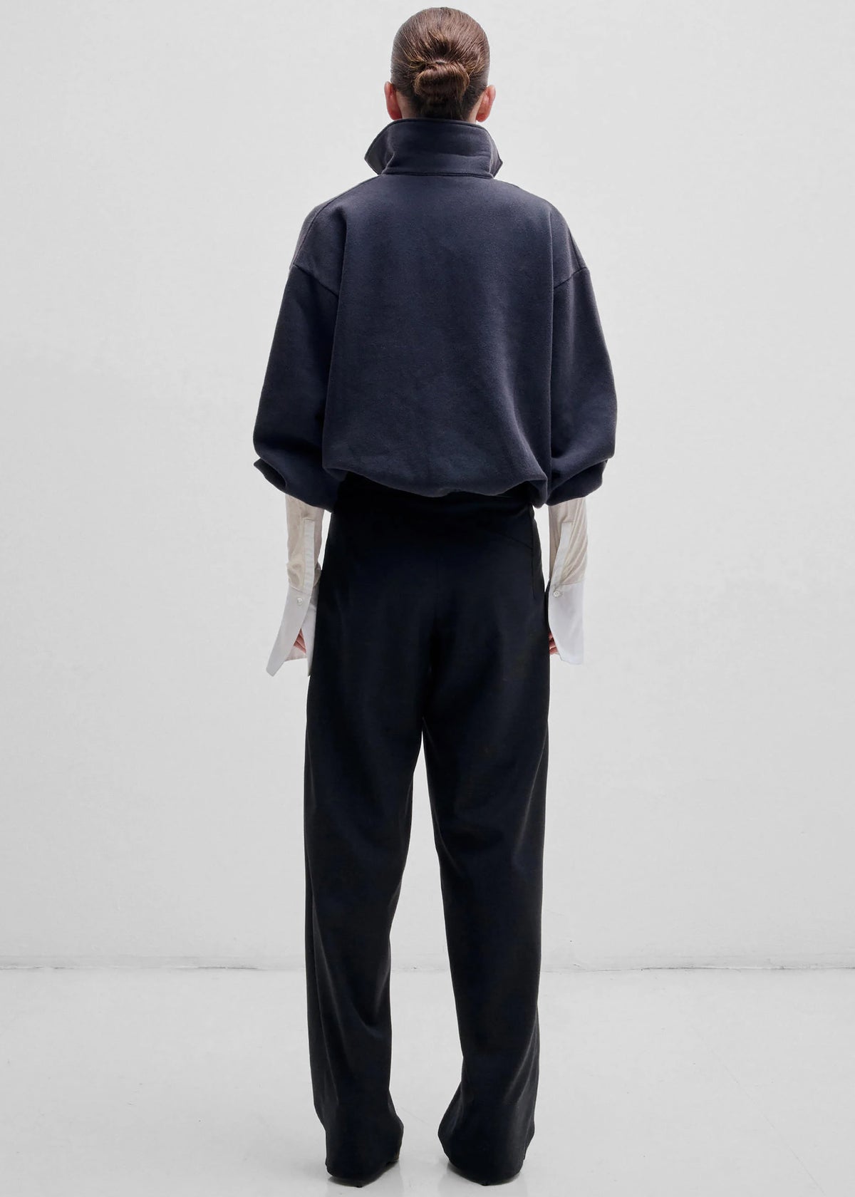 Darkpark Ronda Leather Belt Wool Trousers - Dark Grey