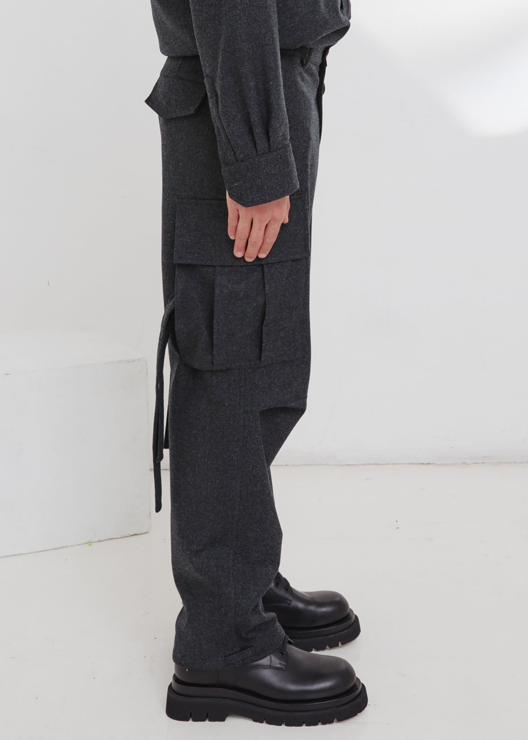 Darkpark Saint - Cargo Wool Pants - Dark Grey Melange - 2