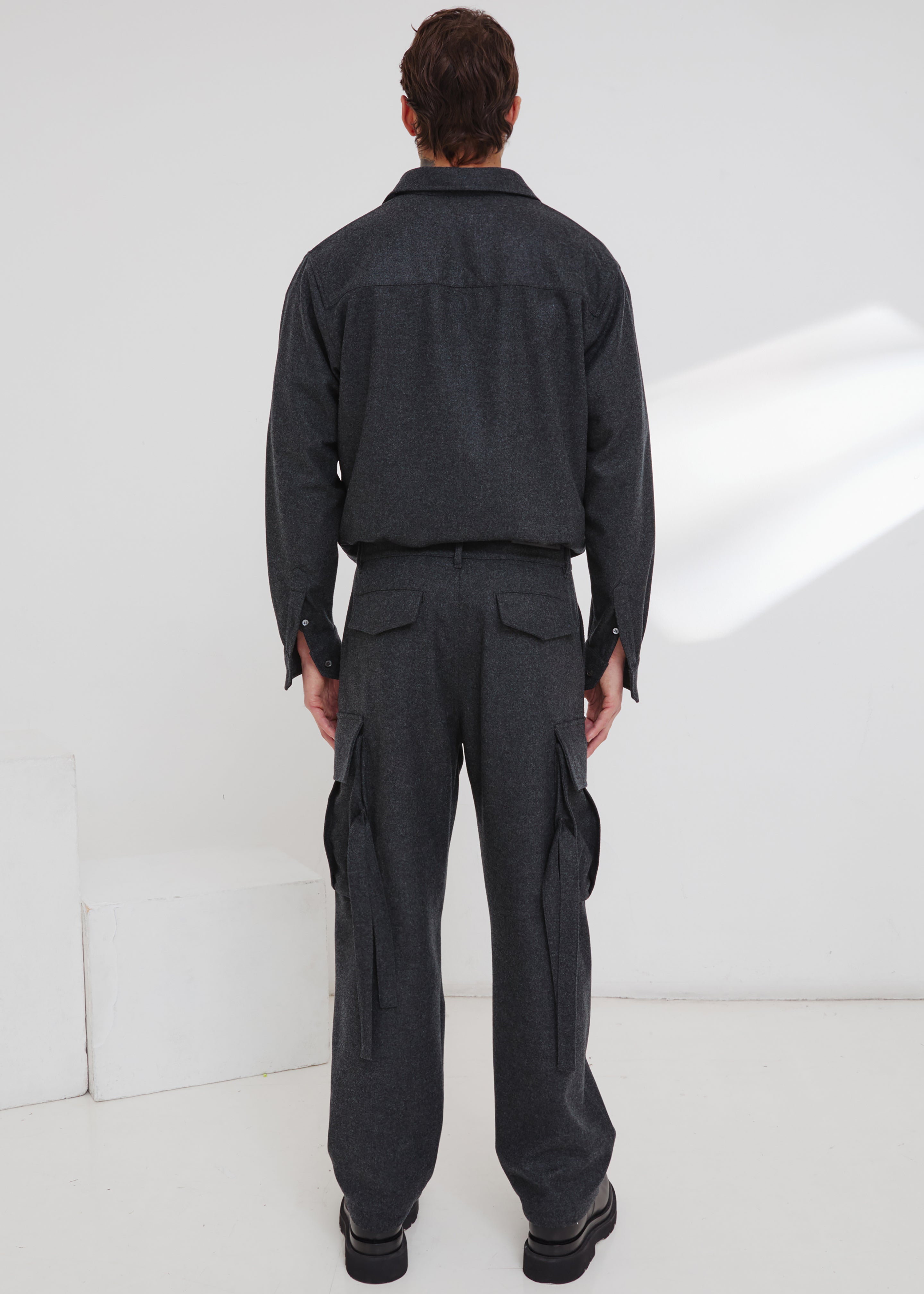 Darkpark Saint - Cargo Wool Pants - Dark Grey Melange – The