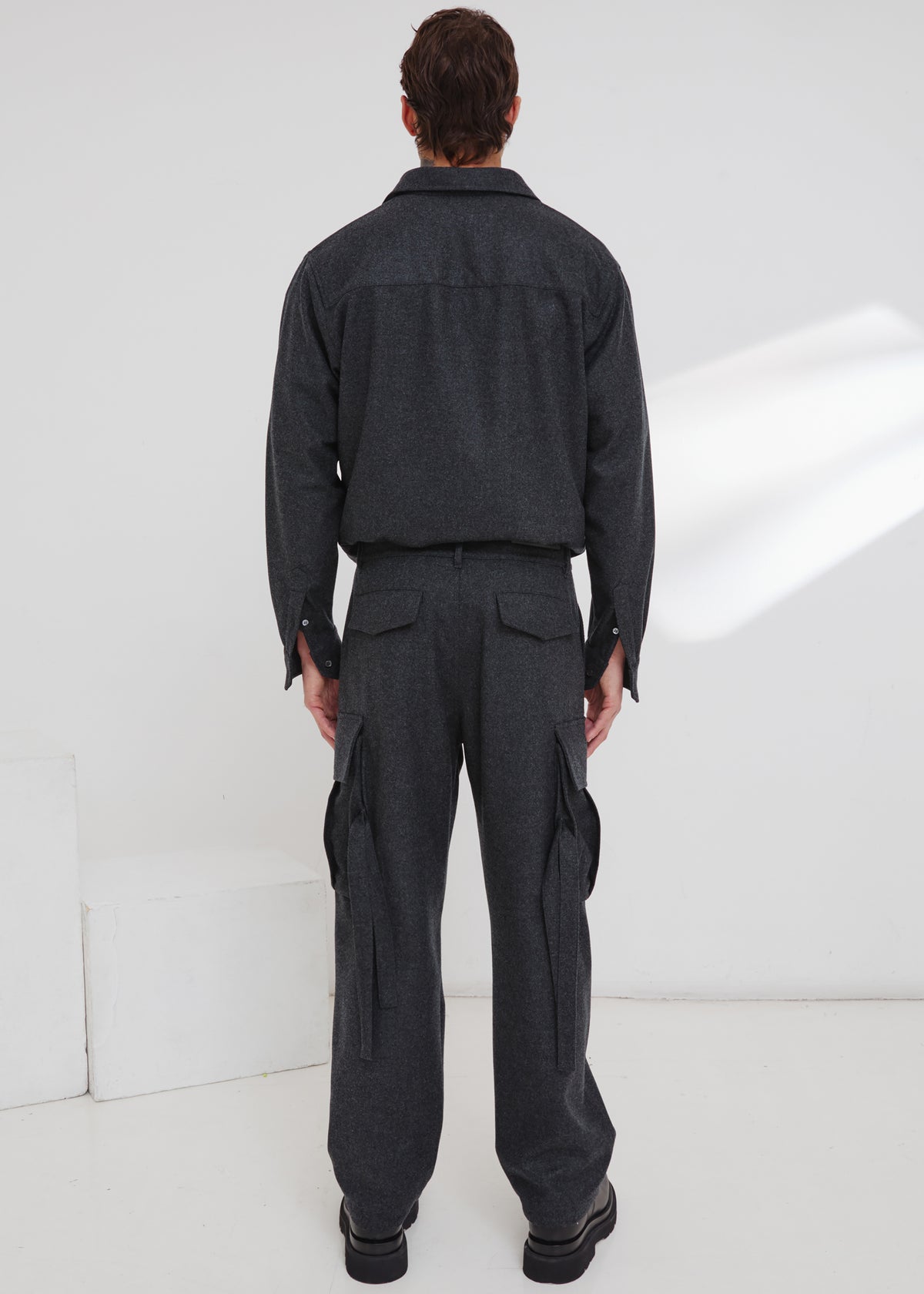 Darkpark Saint - Cargo Wool Pants - Dark Grey Melange - 5