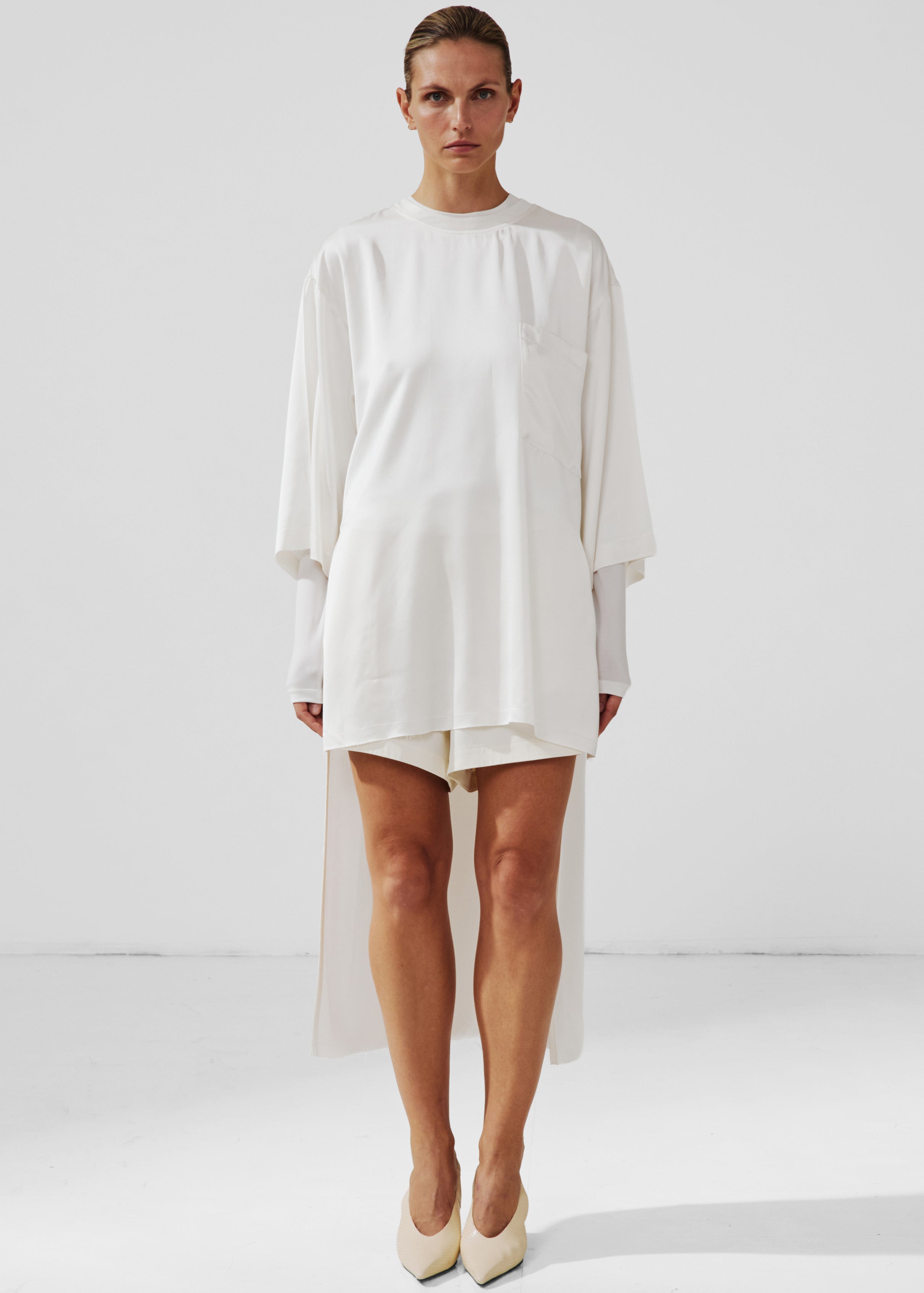 Darkpark Tara Satin Asymmetric Shirt - Off-White – The Frankie Shop
