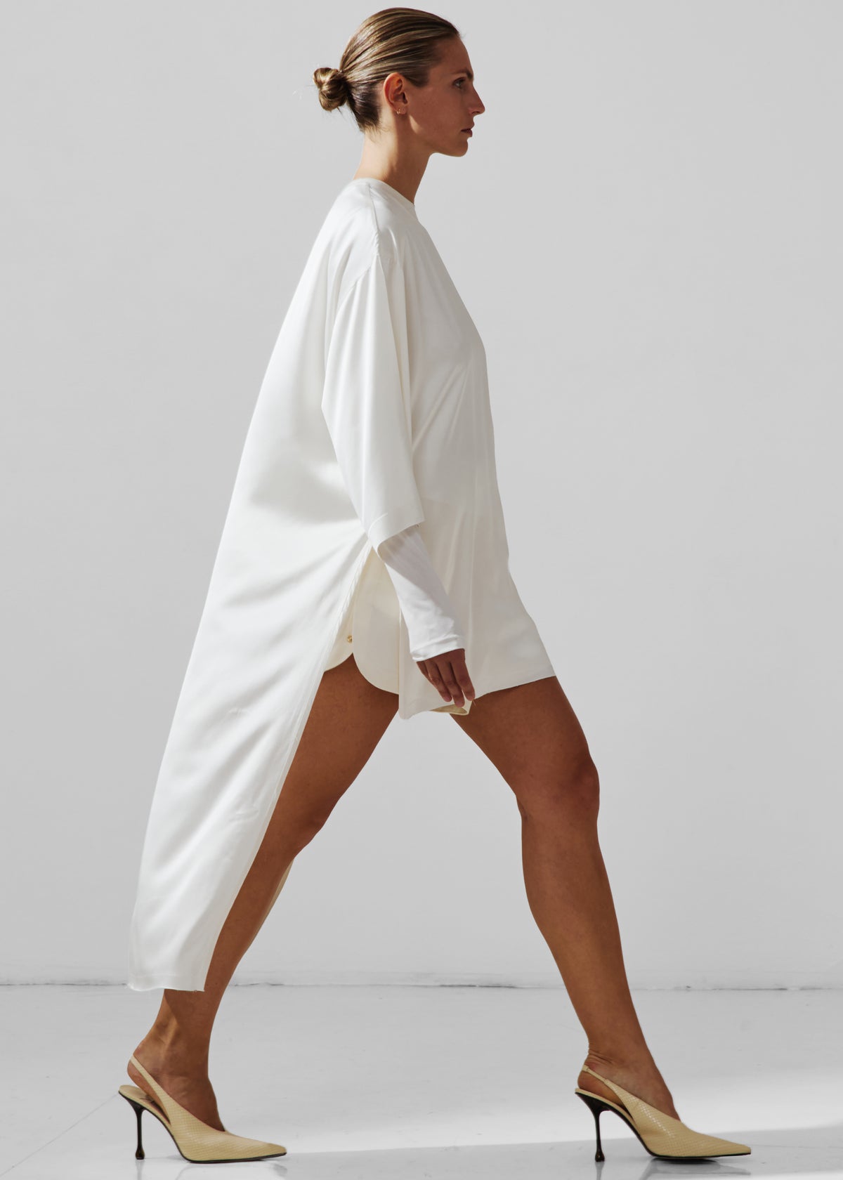 Darkpark Tara Satin Asymmetric Shirt - Off-White - 1