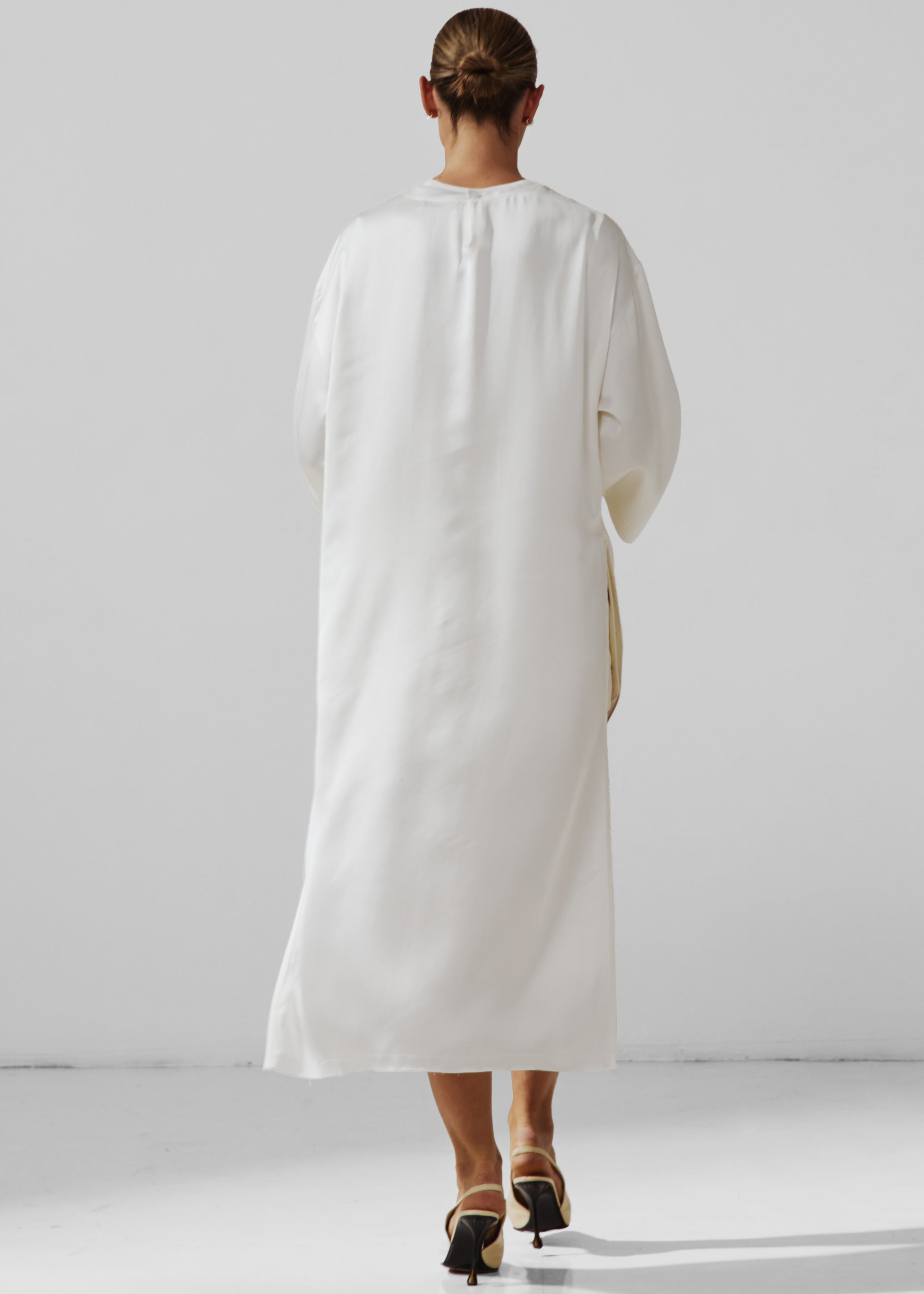 Darkpark Tara Satin Asymmetric Shirt - Off-White - 3