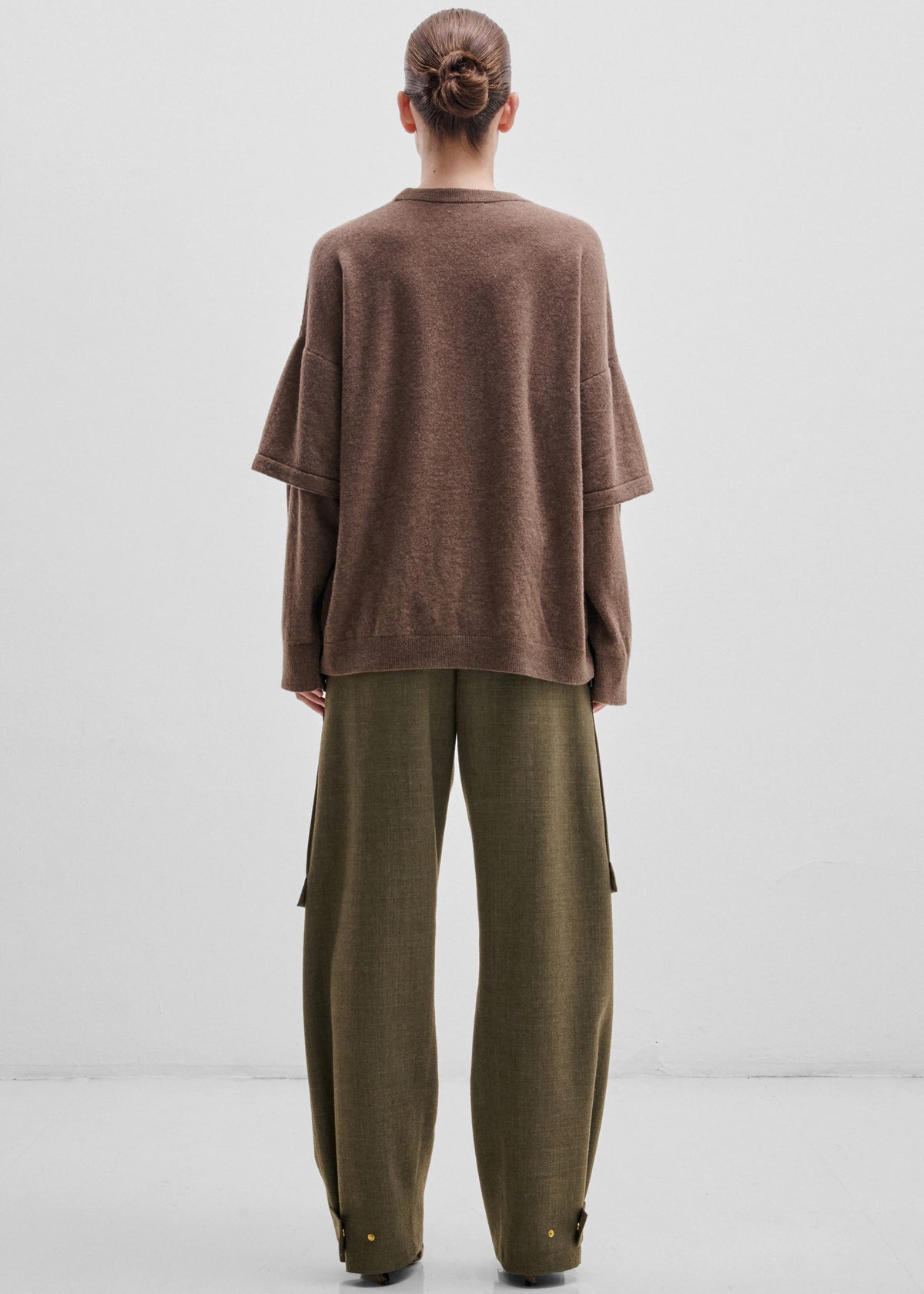 Darkpark Troy Cashmere Wool Double Sleeve Tee - Brown - 4