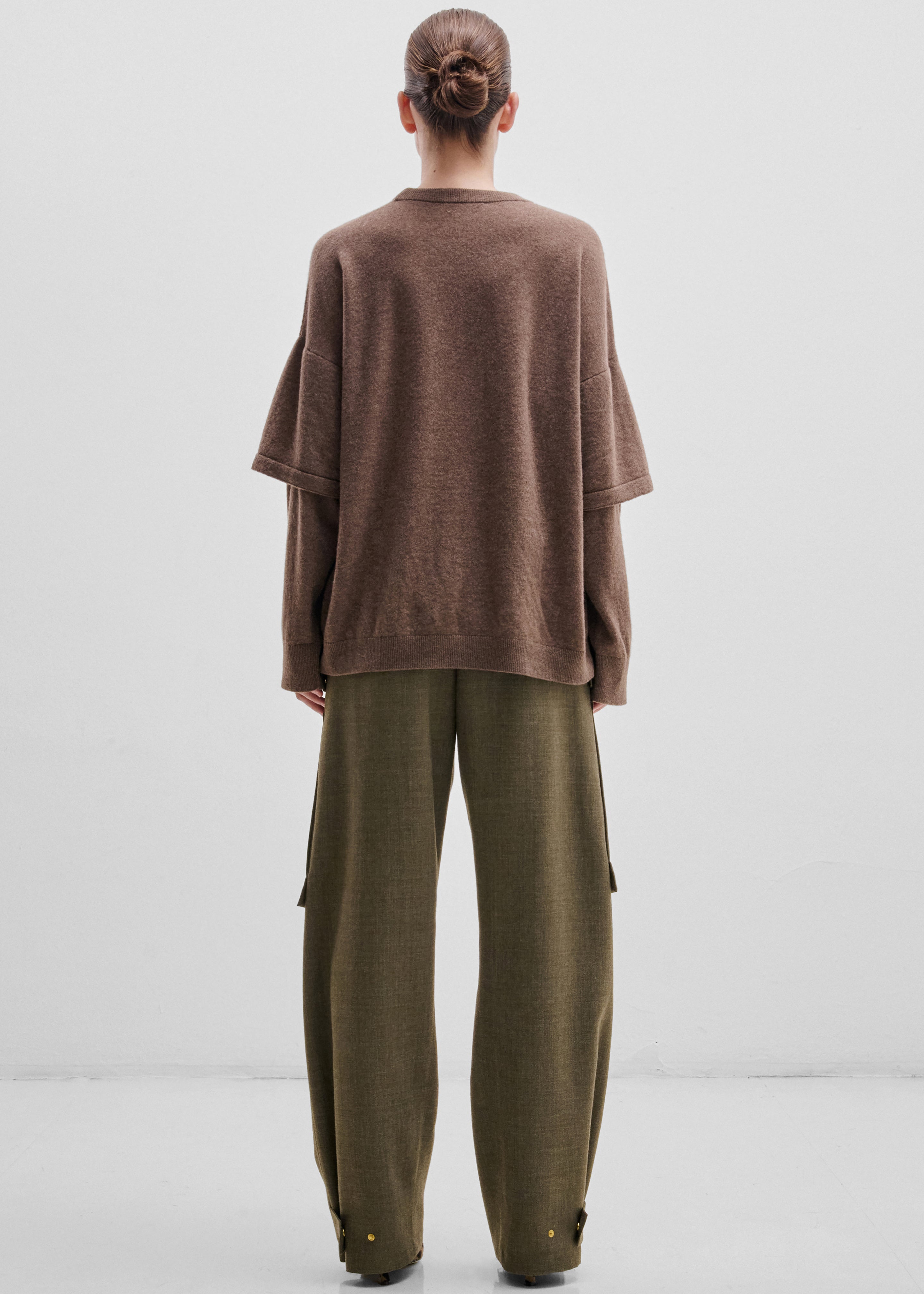 Darkpark Troy Cashmere Wool Double Sleeve Tee - Brown - 4