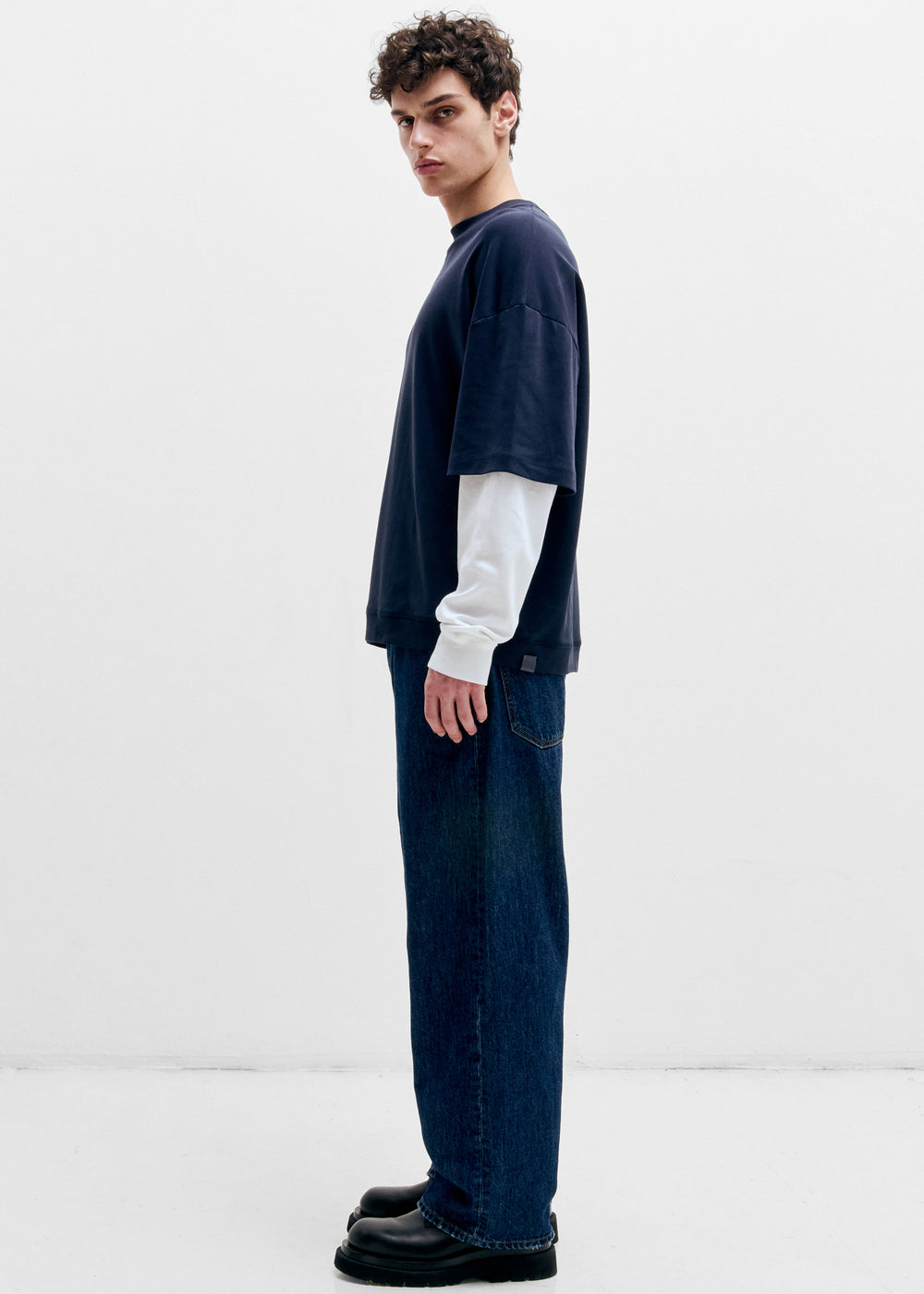 Darkpark Troy Double Colour Sleeve Tee - Dark Blue/White - 1