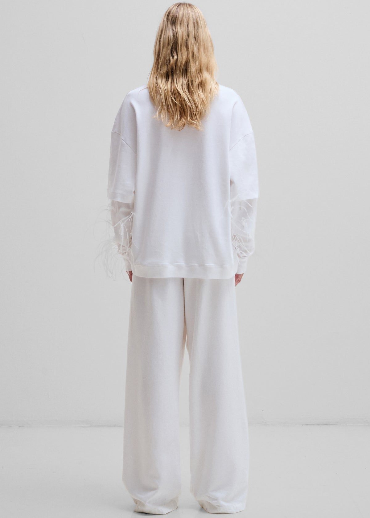 Darkpark Troy Double Sleeve With Feathers Tee - White
