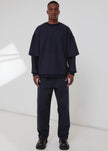 Darkpark Troy - Wool Double Sleeve Tee - Blue Navy
