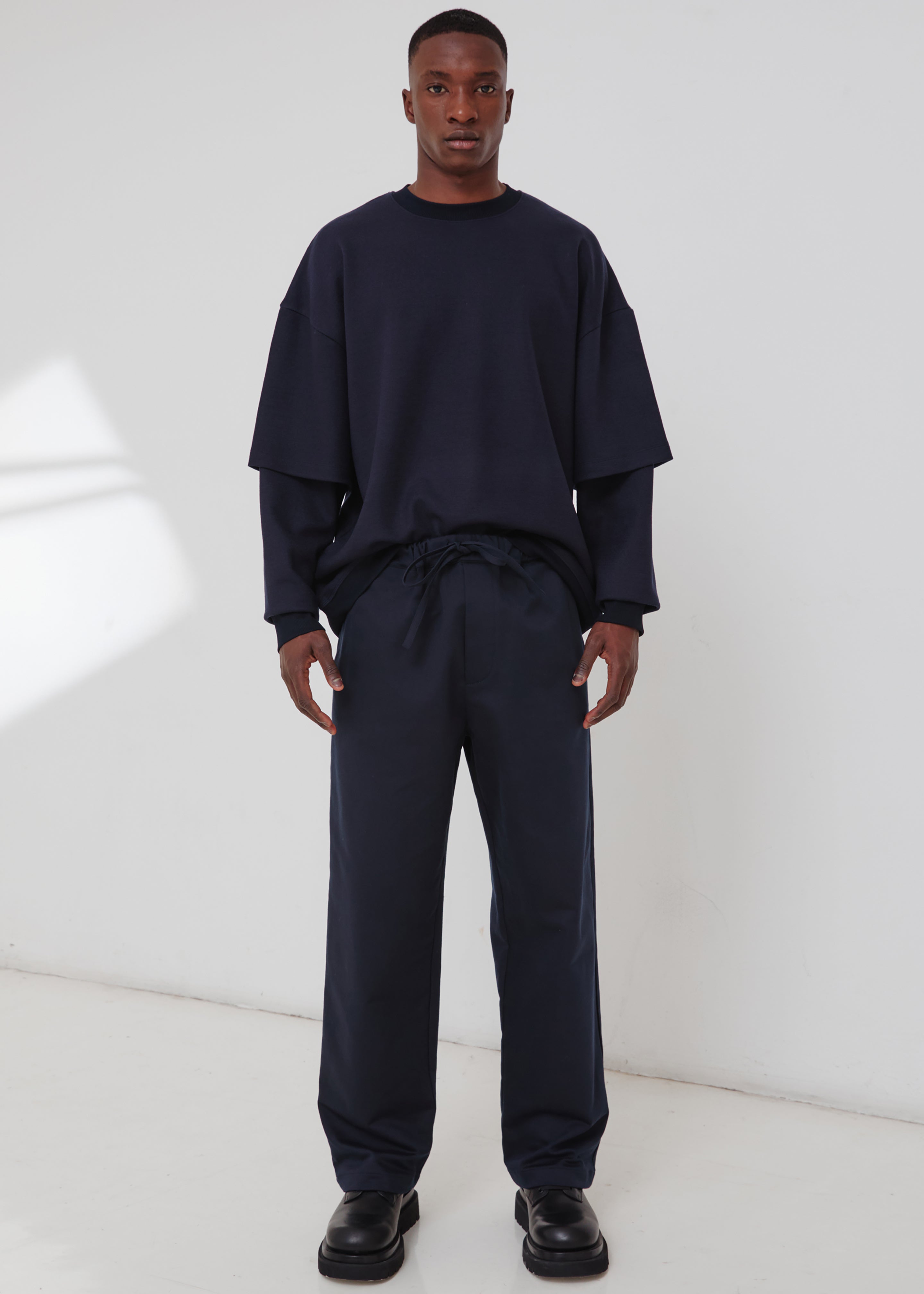 Darkpark Troy - Wool Double Sleeve Tee - Blue Navy - 3