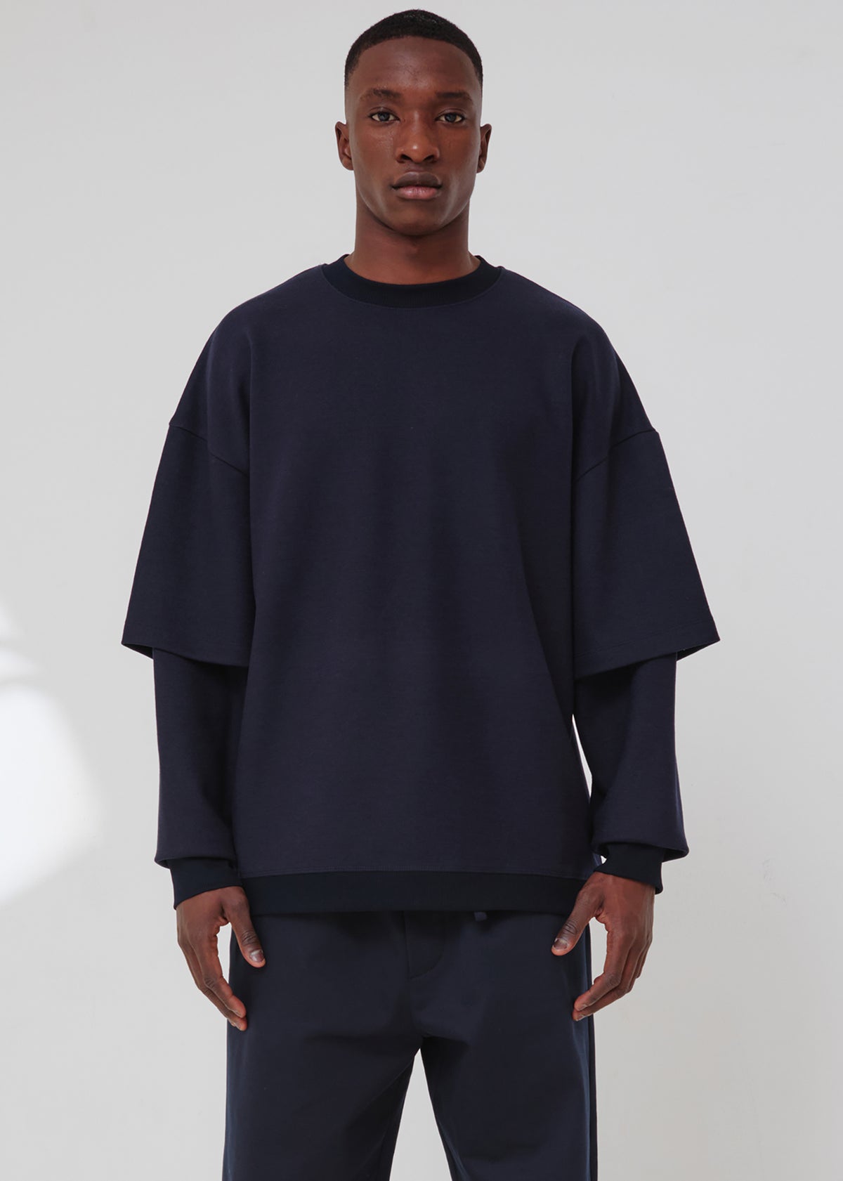Darkpark Troy - Wool Double Sleeve Tee - Blue Navy - 2
