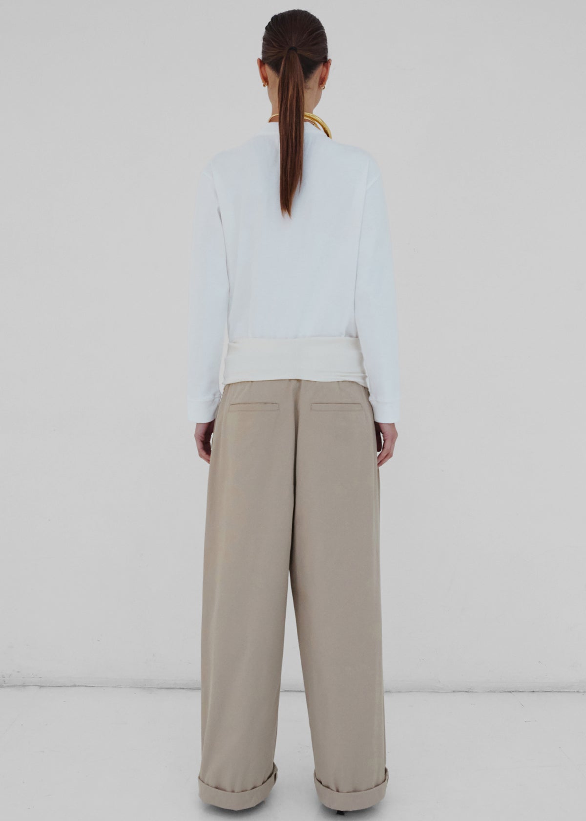Darkpark Wendy Elastic Waist Wide-Leg Trousers - Beige - 7