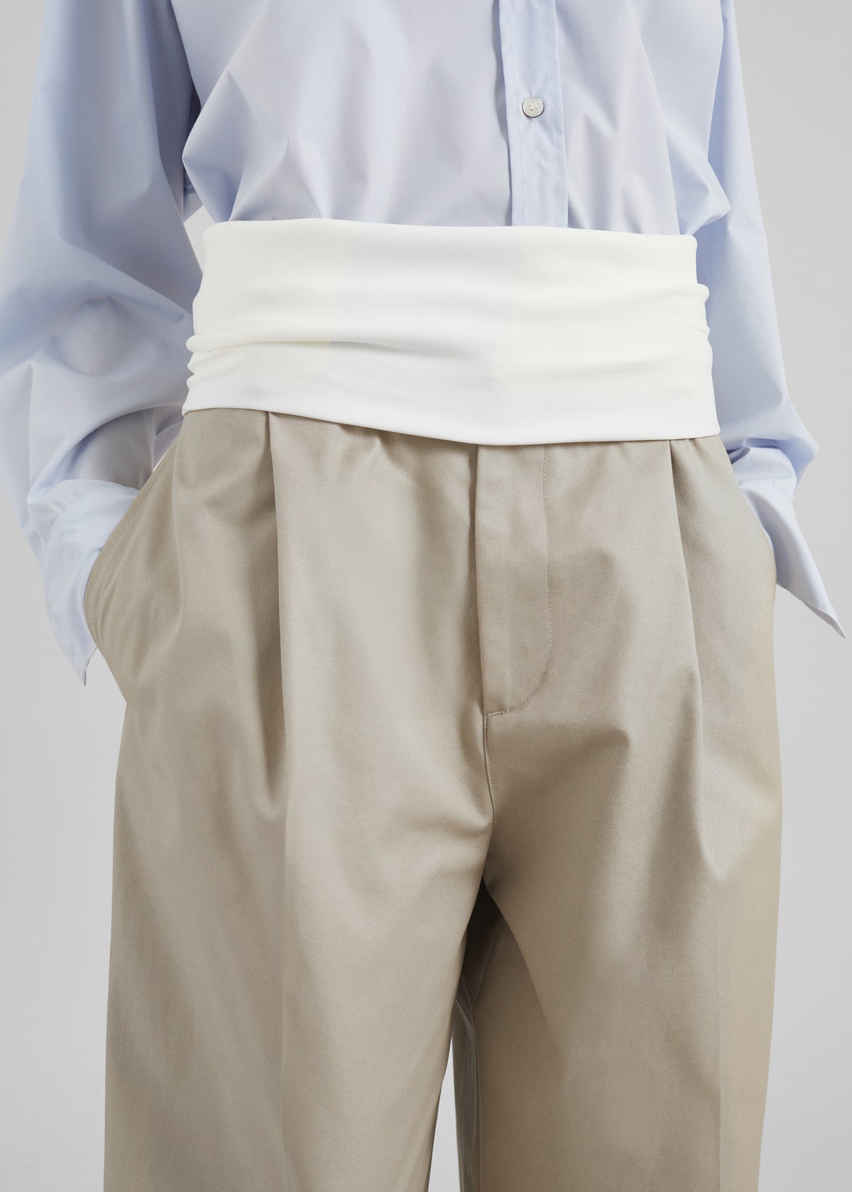 Darkpark Wendy Elastic Waist Wide-Leg Trousers - Beige - 2