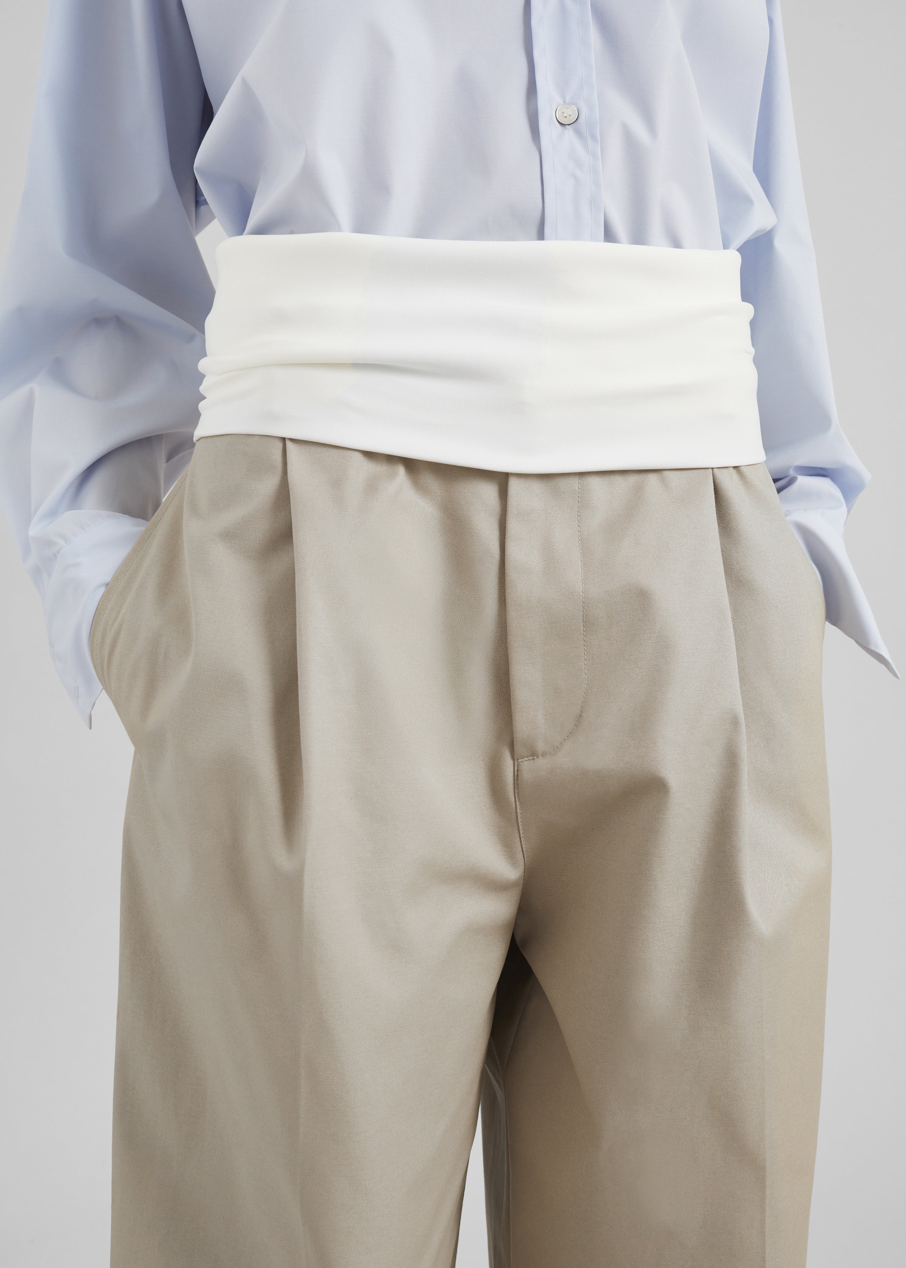 Darkpark Wendy Elastic Waist Wide-Leg Trousers - Beige - 2