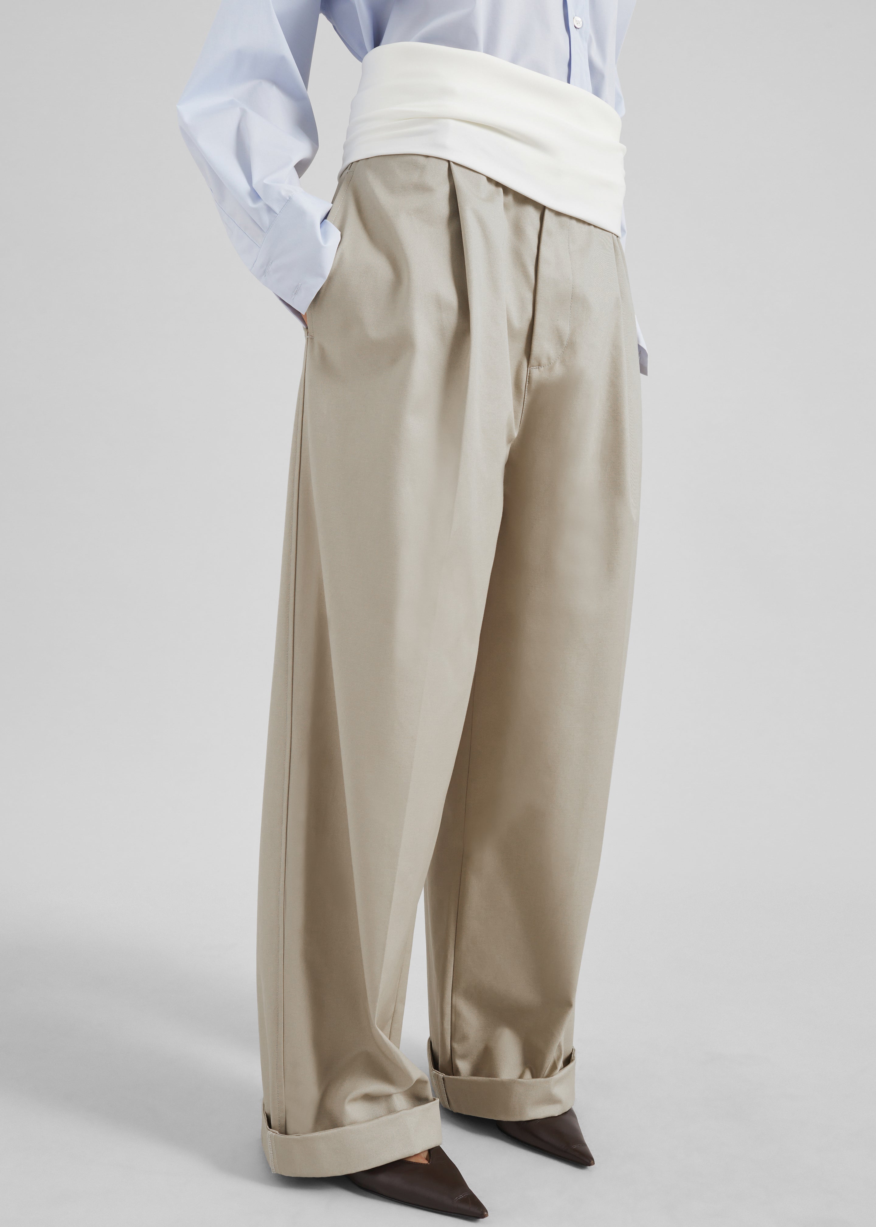 Darkpark Wendy Elastic Waist Wide-Leg Trousers - Beige – The