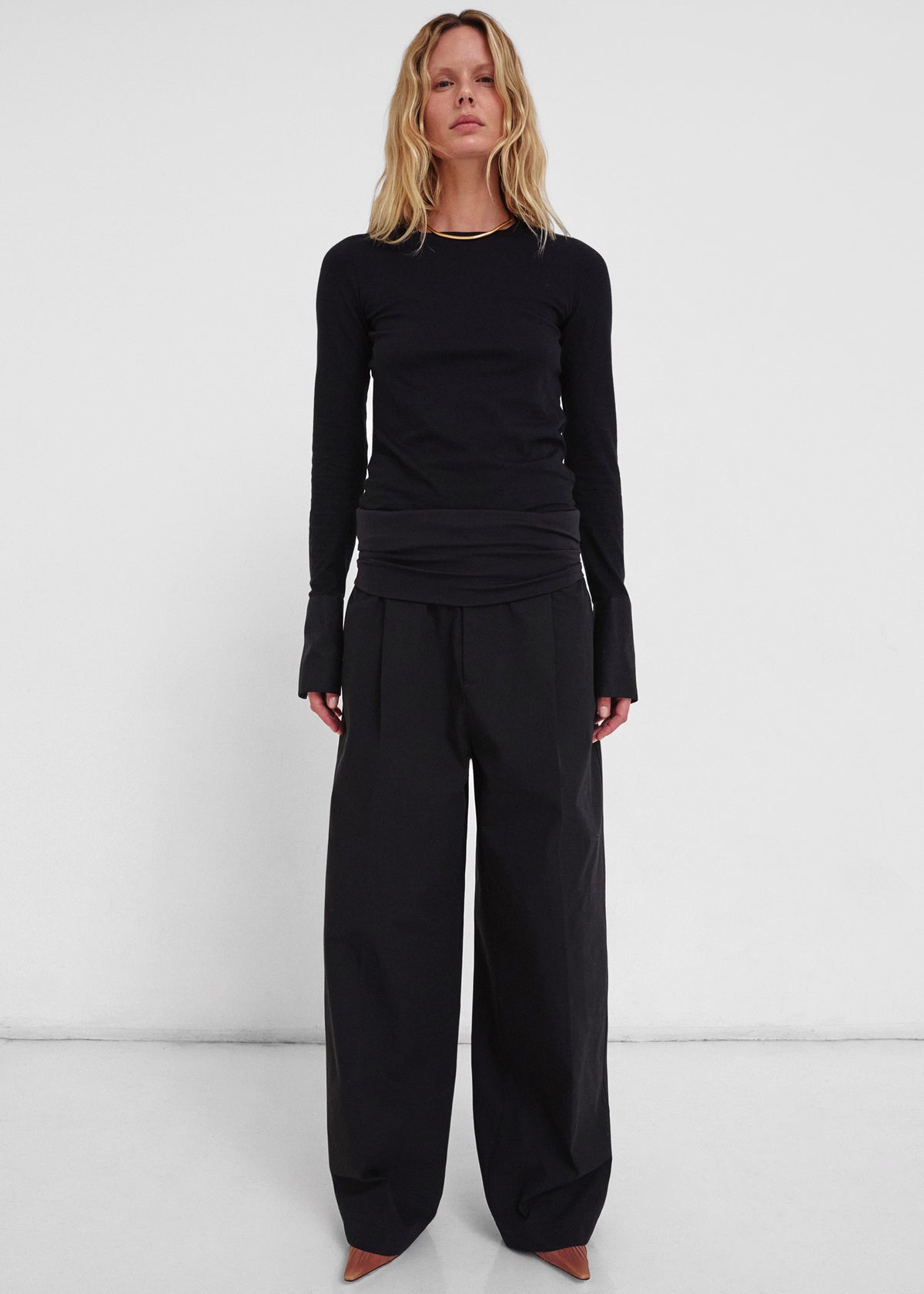 Darkpark Wendy Elastic Waist Wide Leg Trousers - Black - 3