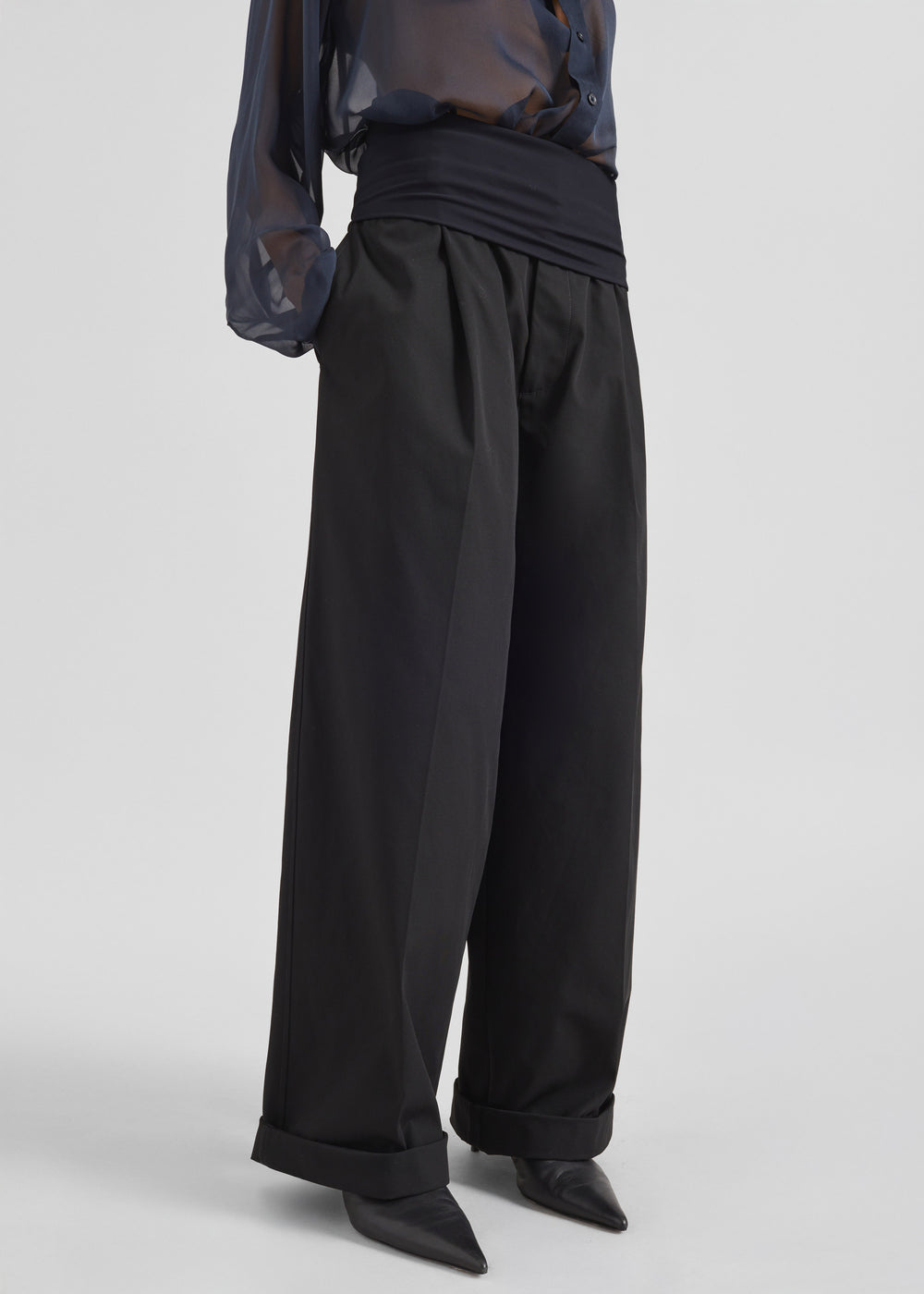 Darkpark Wendy Elastic Waist Wide Leg Trousers - Black