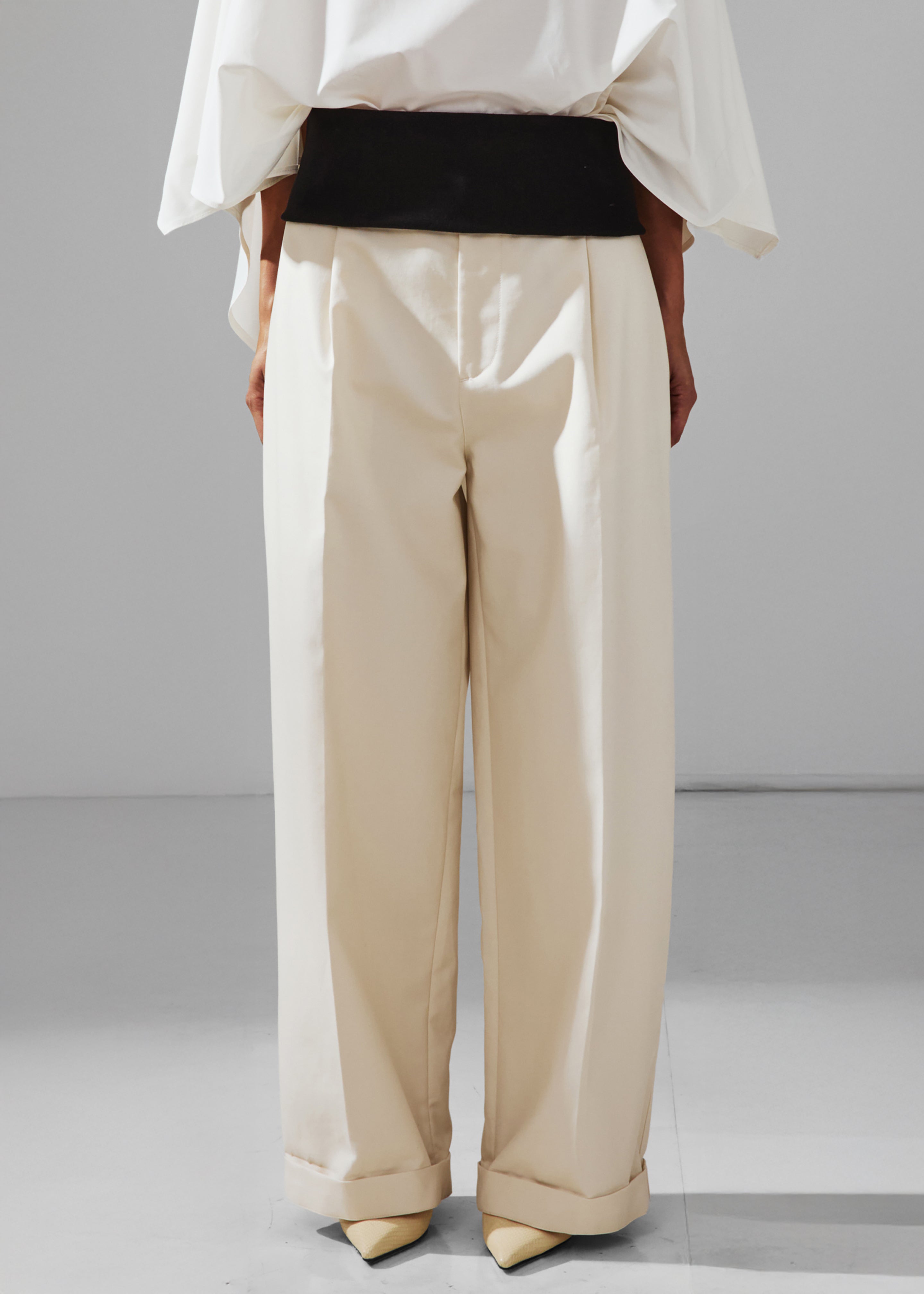 Darkpark Wendy Elastic Waist Wide-Leg Trousers - White – The
