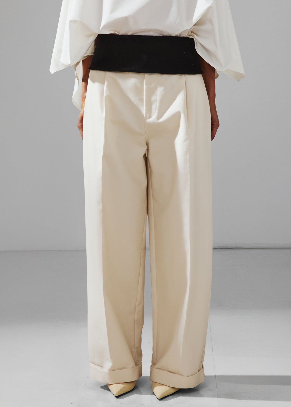 Darkpark Wendy Elastic Waist Wide-Leg Trousers - White - 2