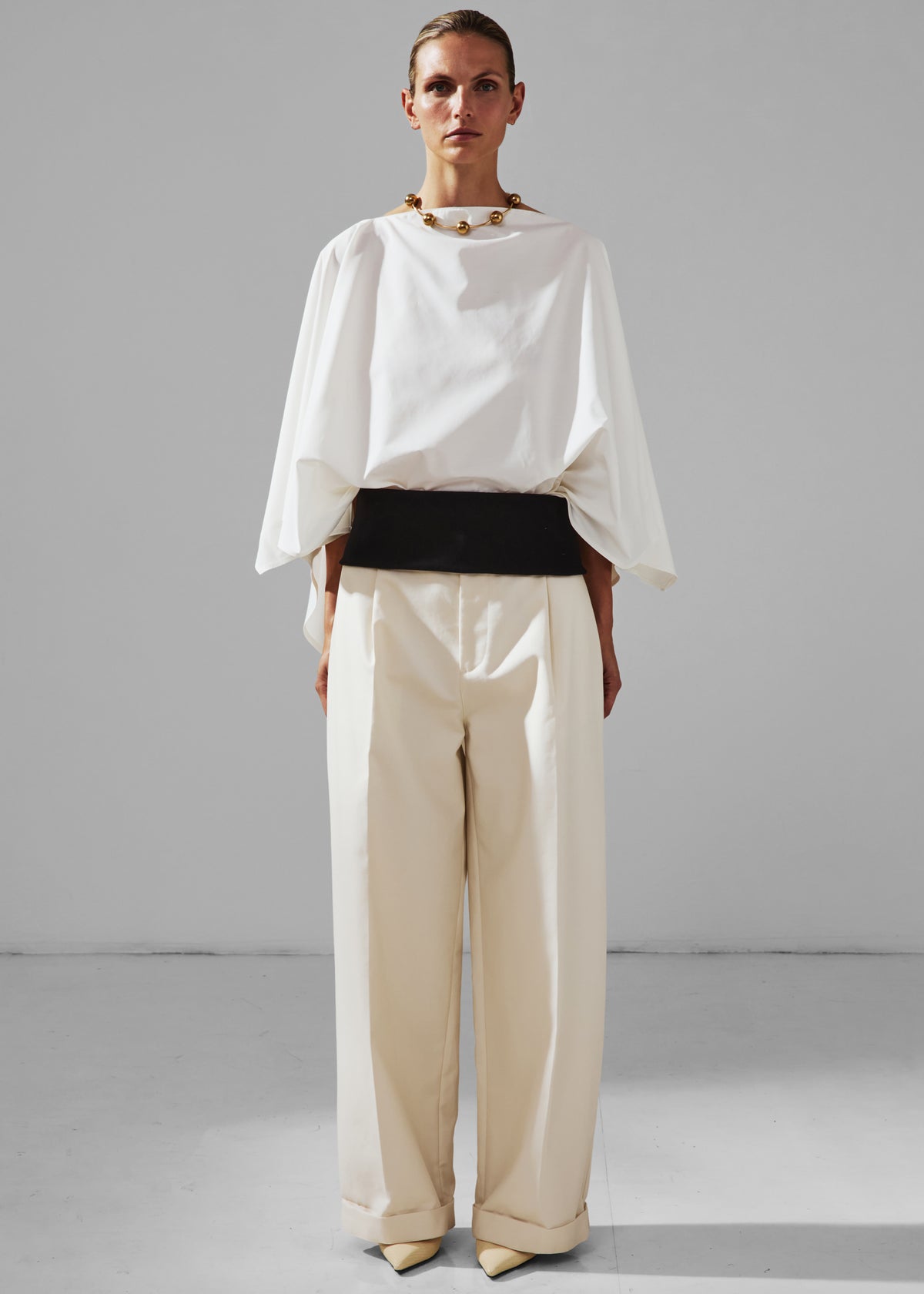 Darkpark Wendy Elastic Waist Wide-Leg Trousers - White - 3
