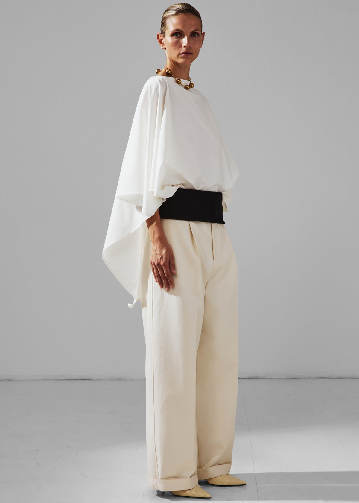 Darkpark Wendy Elastic Waist Wide-Leg Trousers - White - 1