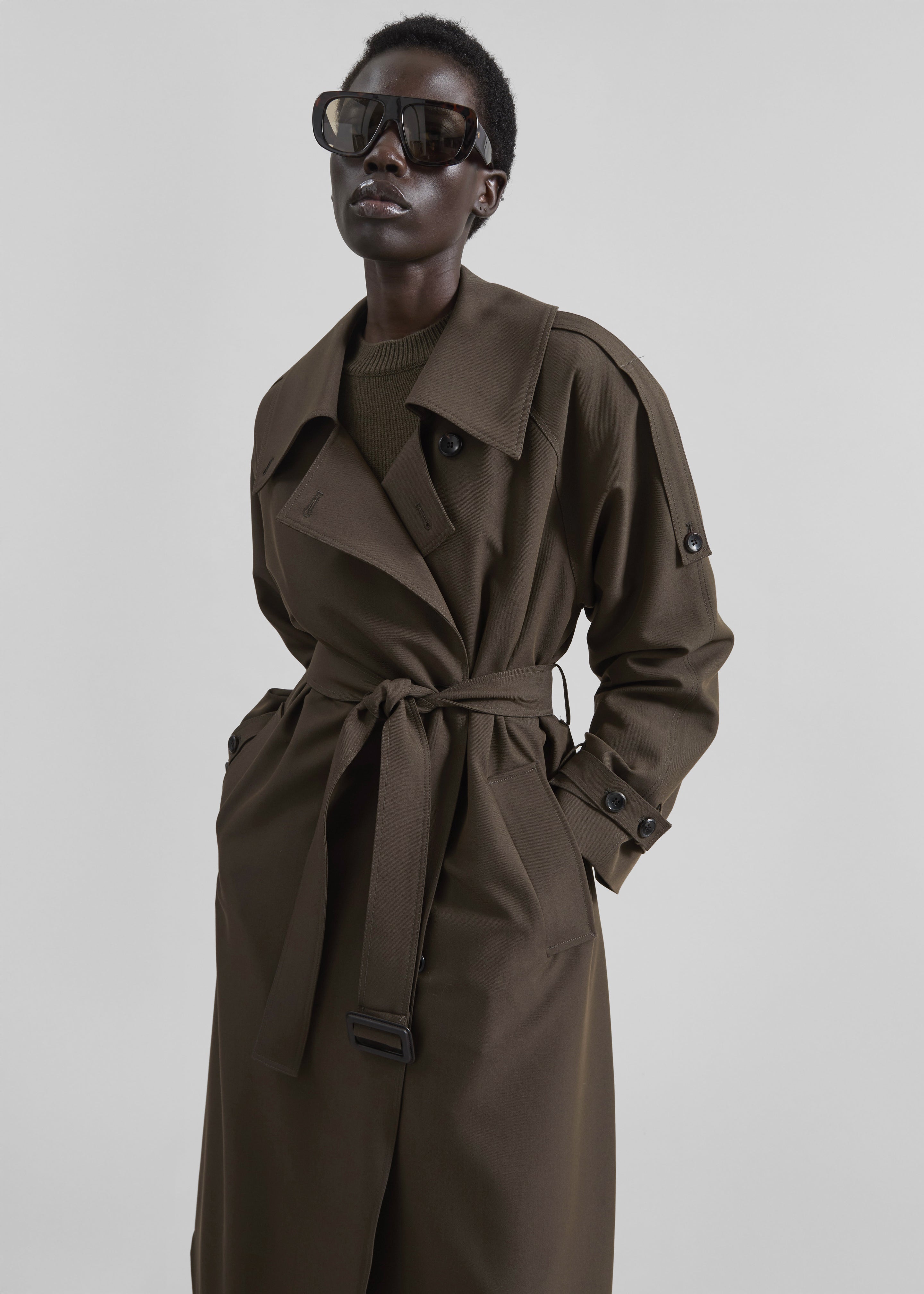 Dartford Trench Coat - Olive Brown - 4