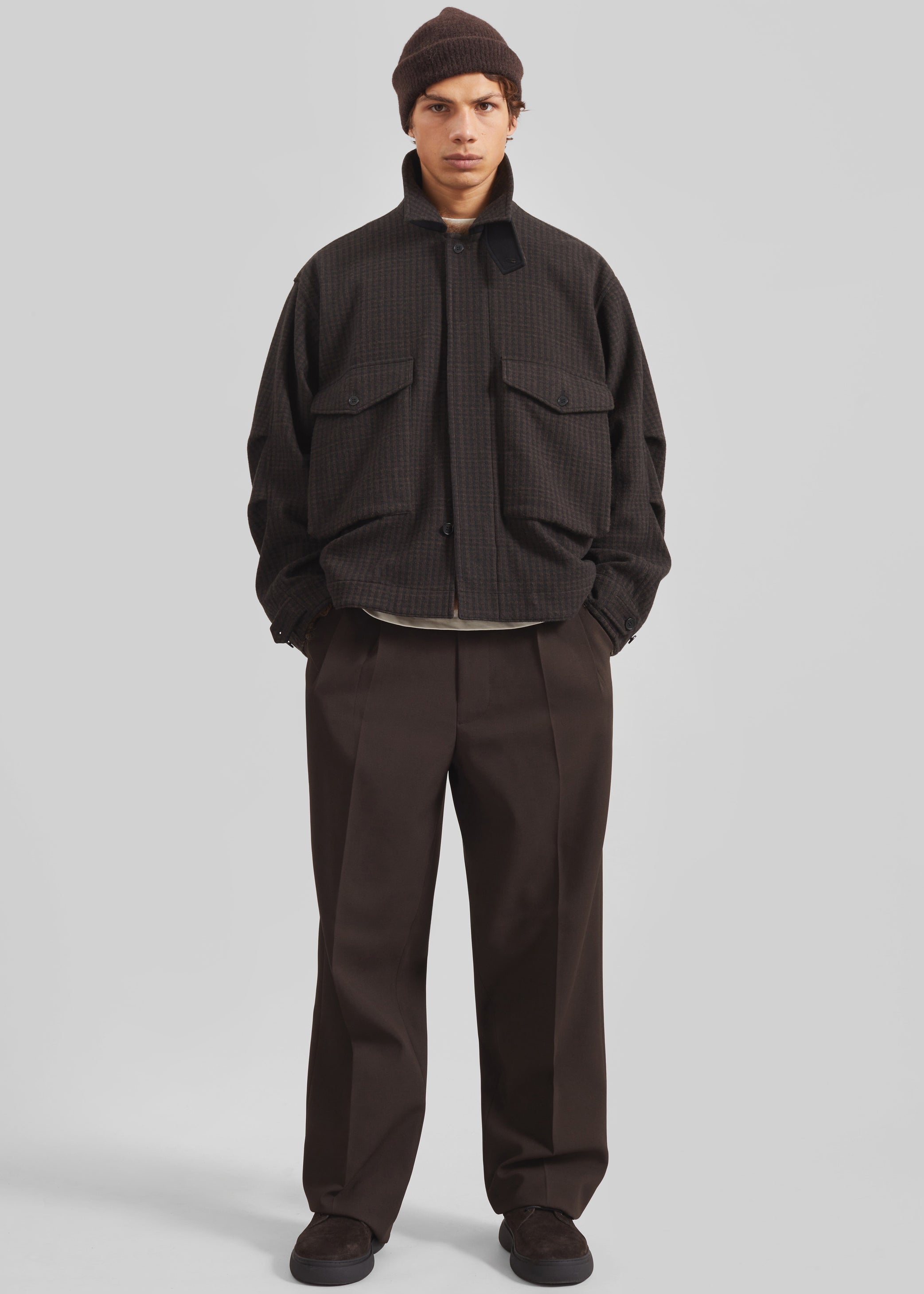 Shop the look image for Dashiell Boxy Jacket - Black/Brown