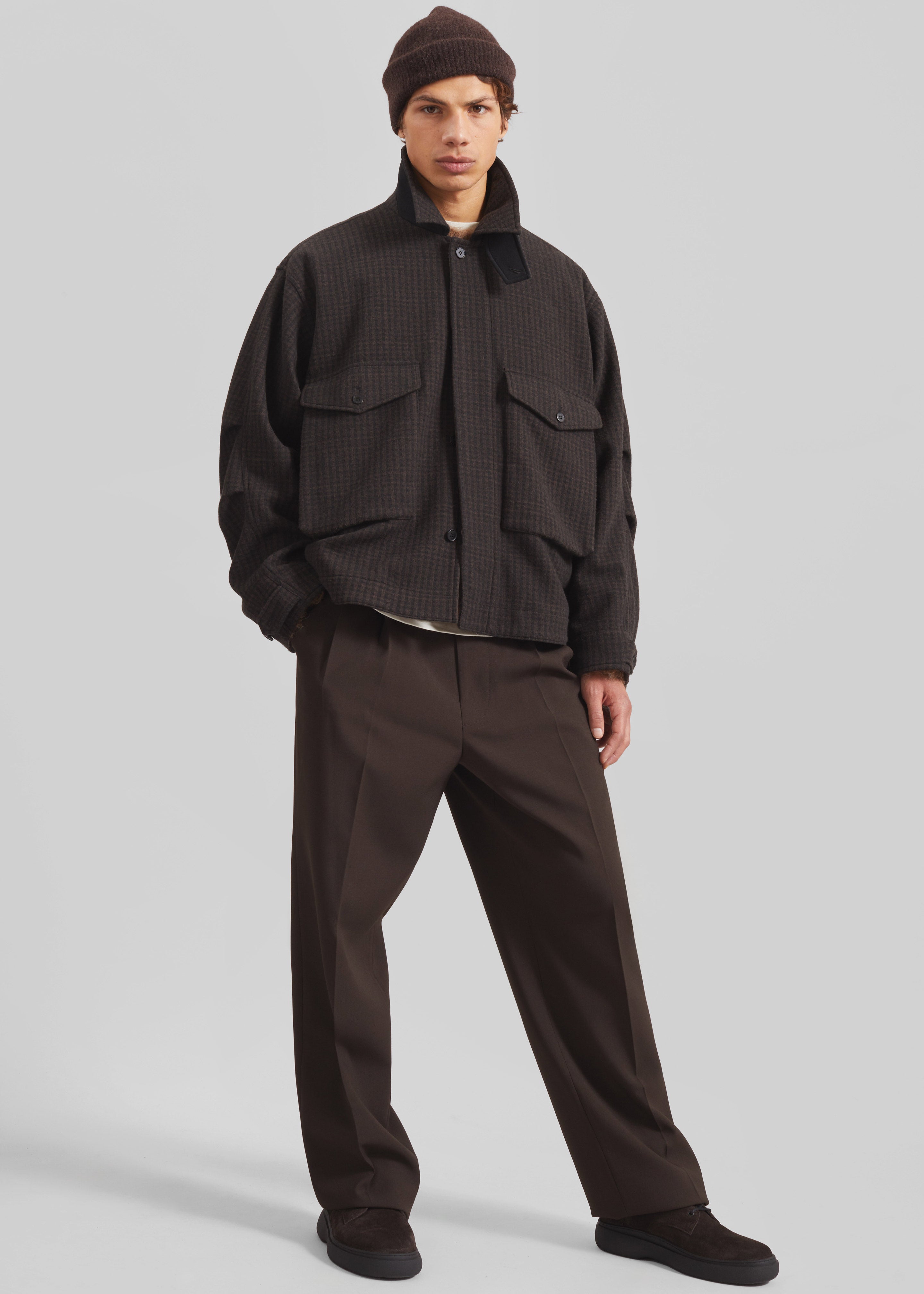 SIMPLYCOMPLICATED BOXY DOUBLE JACKET 黒 Dashiell Boxy Jacket - Black/Brown – The Frankie Shop