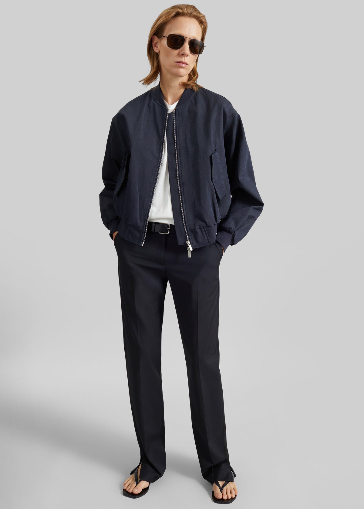 Davron Denim Effect Bomber Jacket - Dark Navy - 5