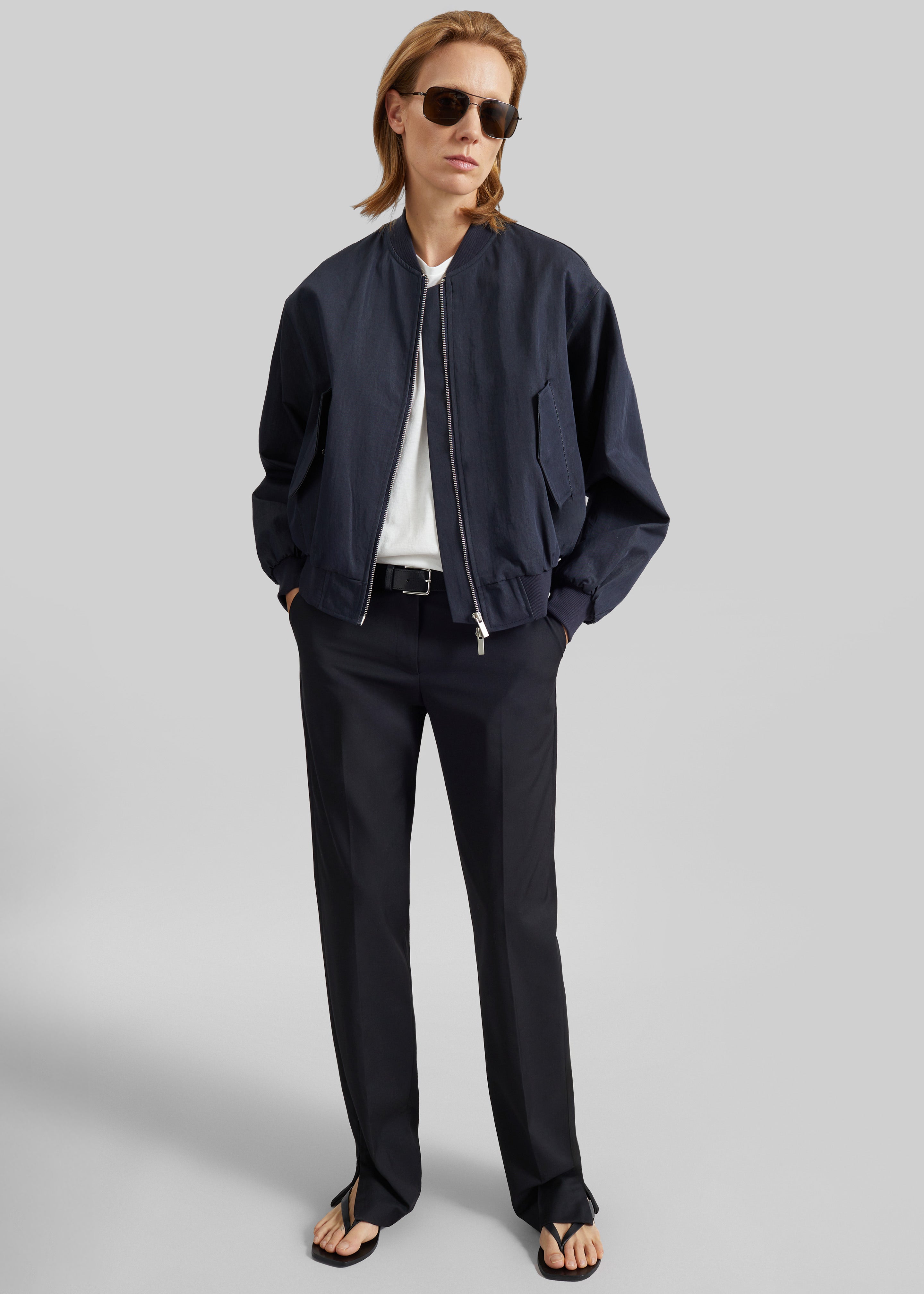 Davron Denim Effect Bomber Jacket - Dark Navy - 5