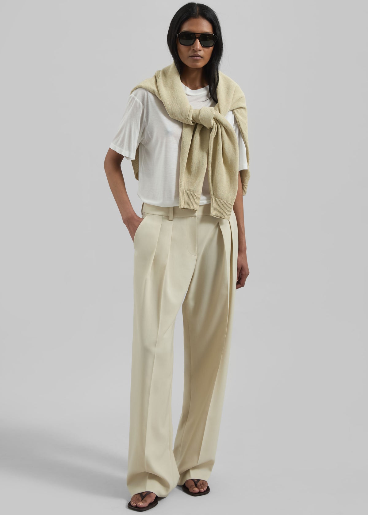 Daytona Pleated Trousers - Cement - 1