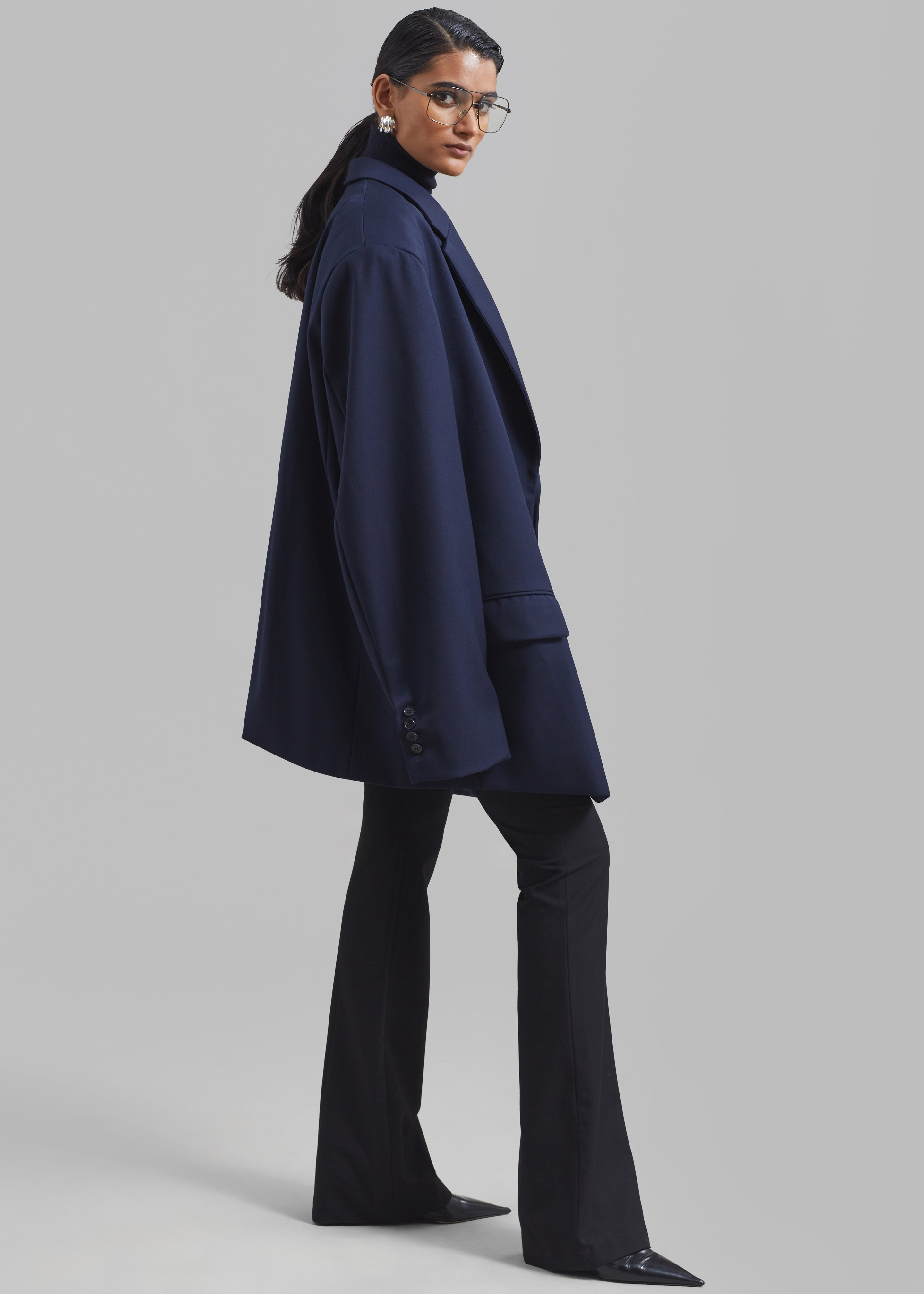 Dee Maxi Oversized Blazer - Navy – The Frankie Shop