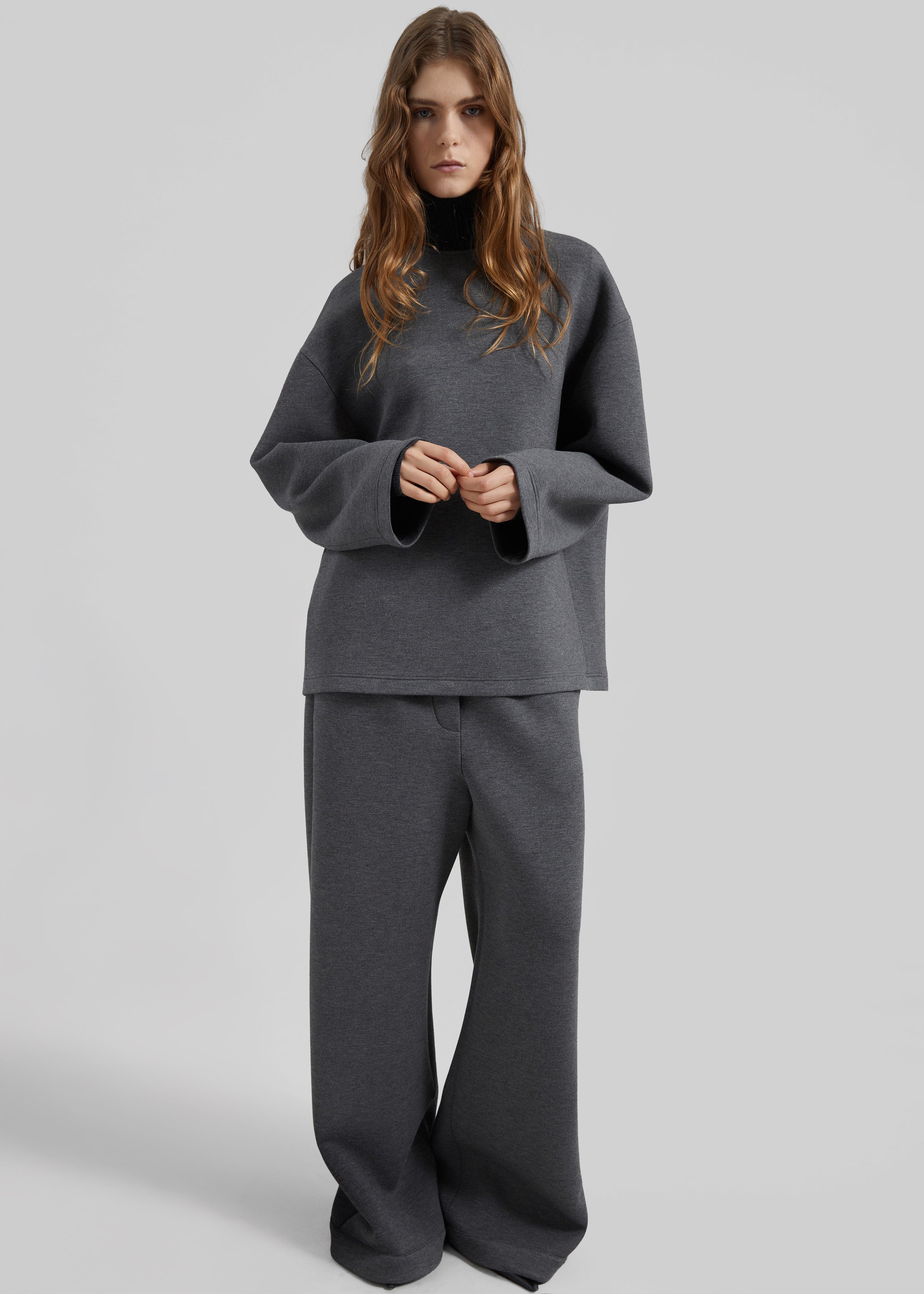 Delancey Long Sleeve Neoprene Top - Dark Grey - 1