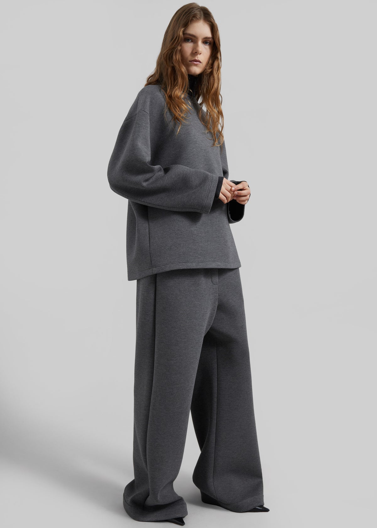 Delancey Long Sleeve Neoprene Top - Dark Grey - 6