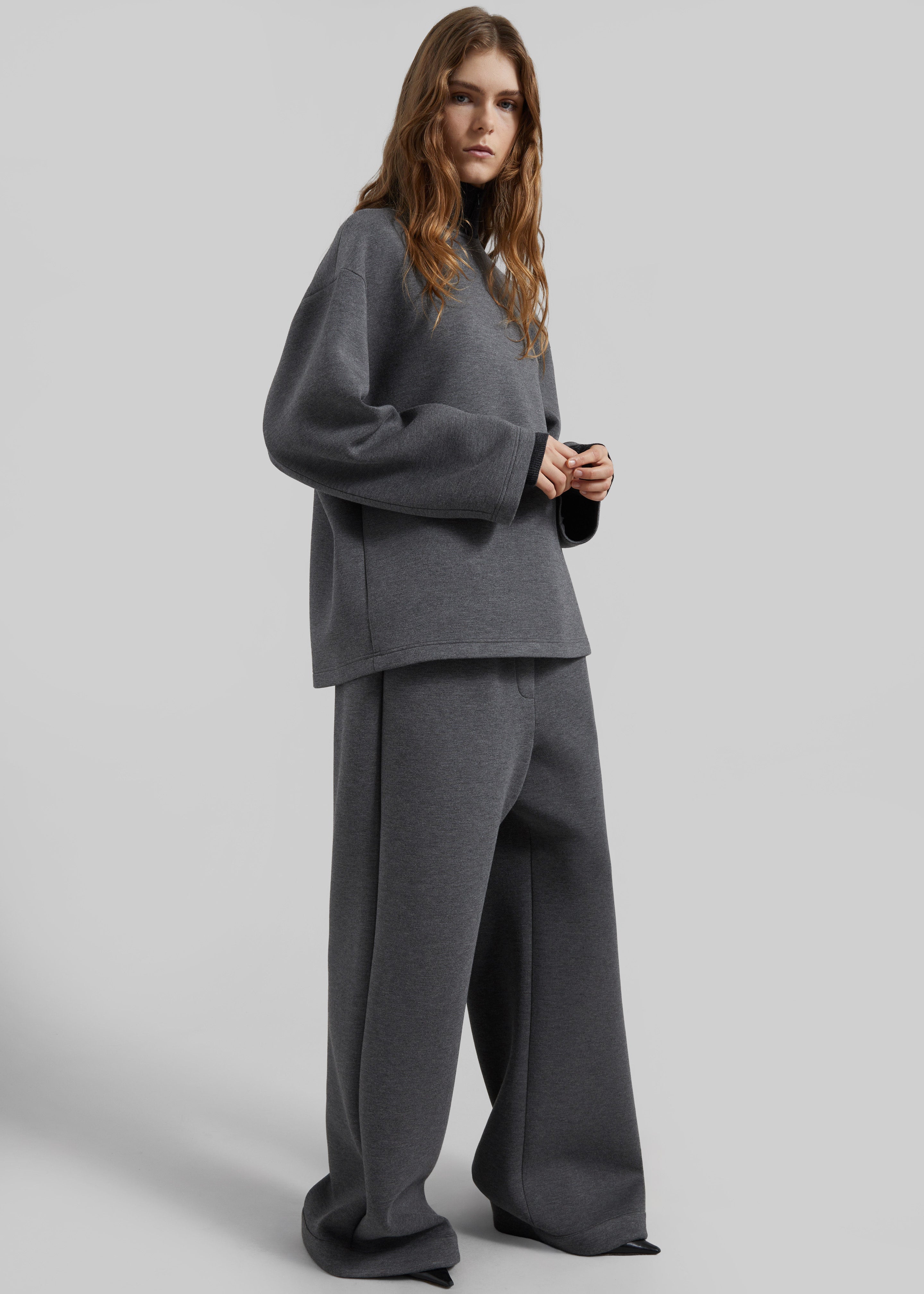 Delancey Long Sleeve Neoprene Top - Dark Grey - 6