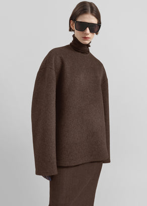 Delancey Long Sleeve Wool Top - Brown Melange