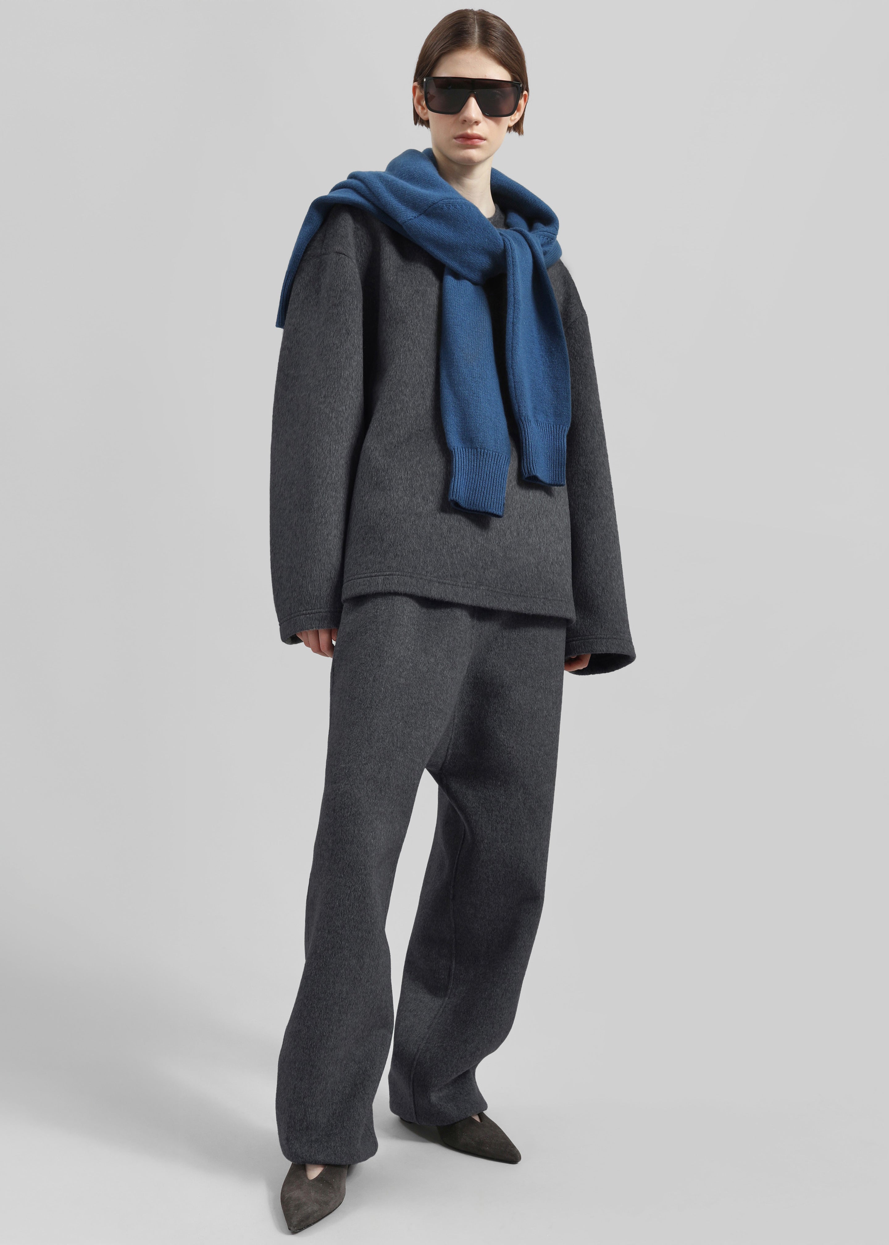 Delancey Long Sleeve Wool Top - Dark Grey Melange - 1