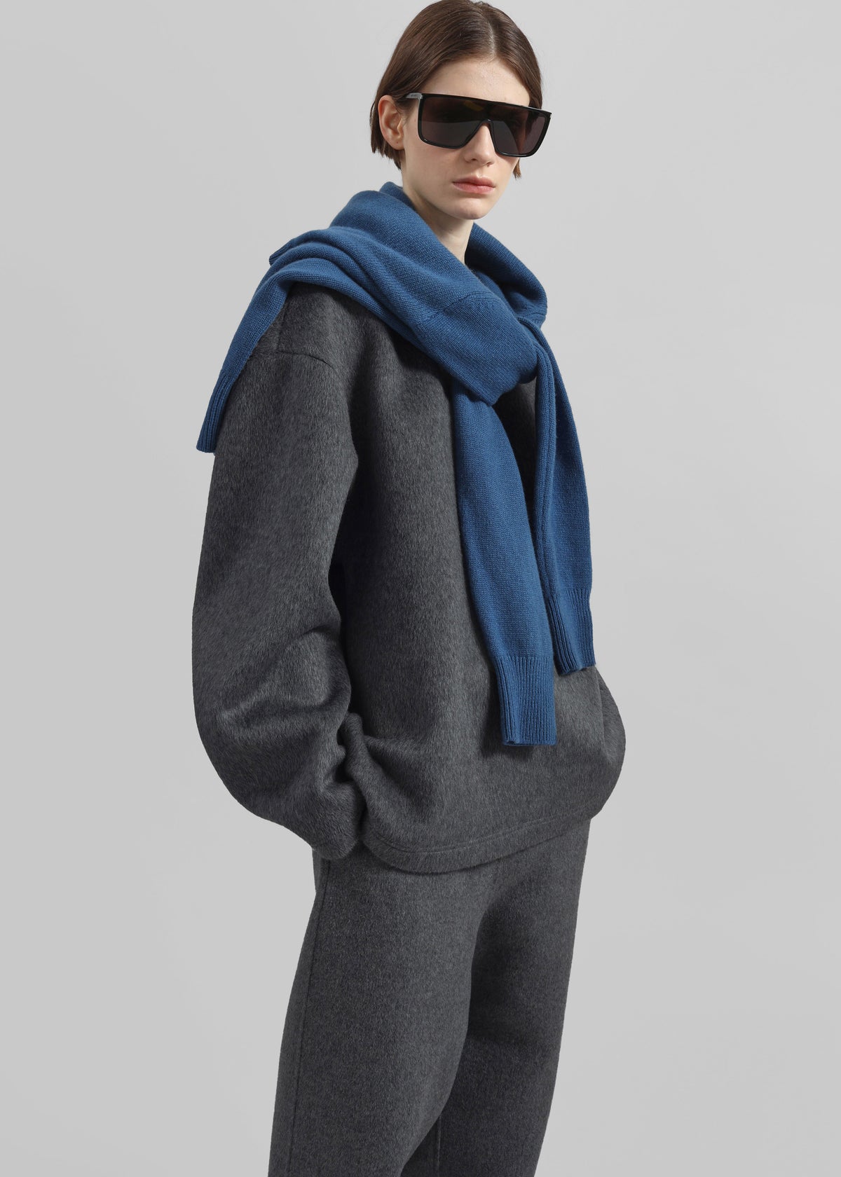 Delancey Long Sleeve Wool Top - Dark Grey Melange - 9