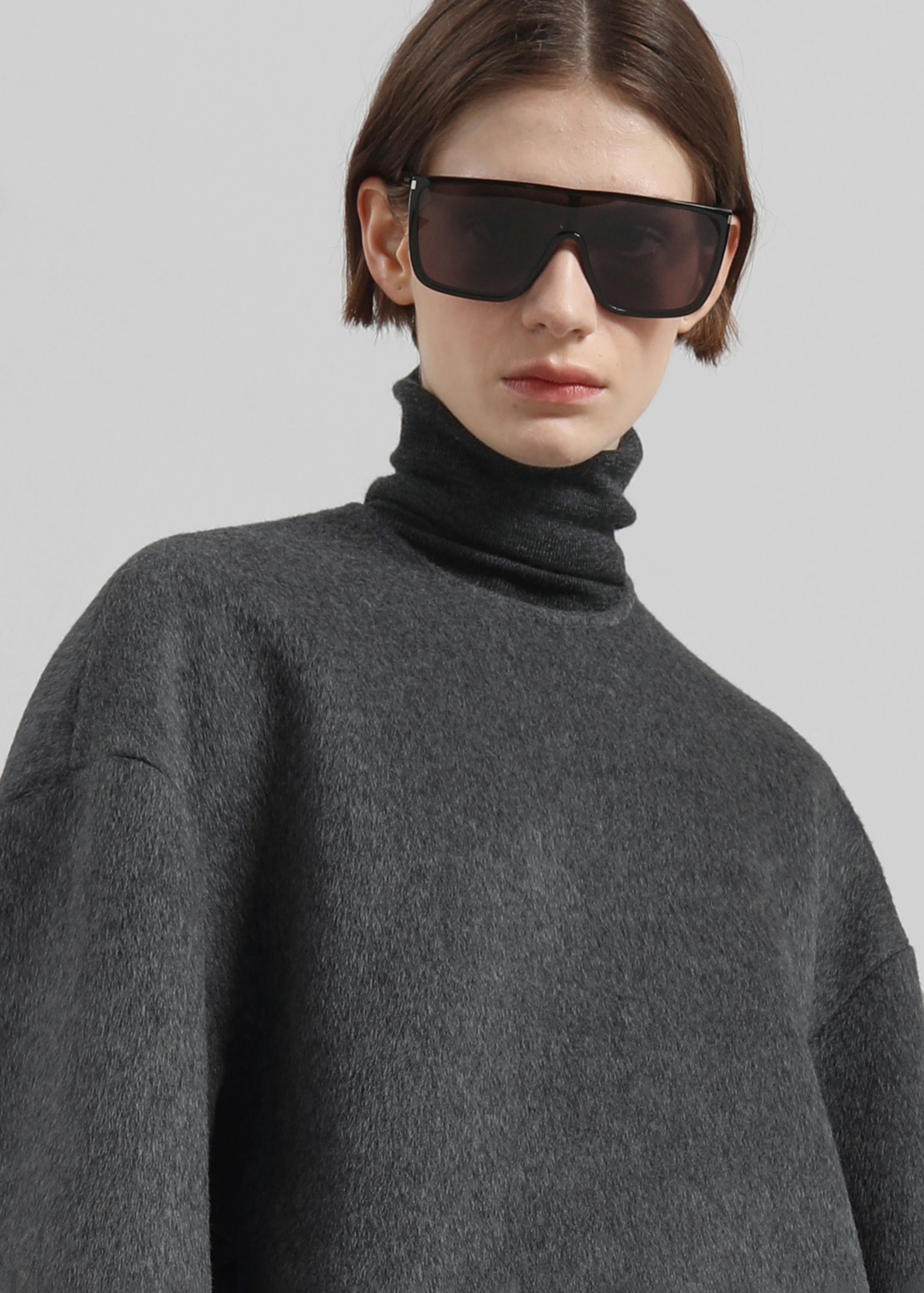 Delancey Long Sleeve Wool Top - Dark Grey Melange - 8