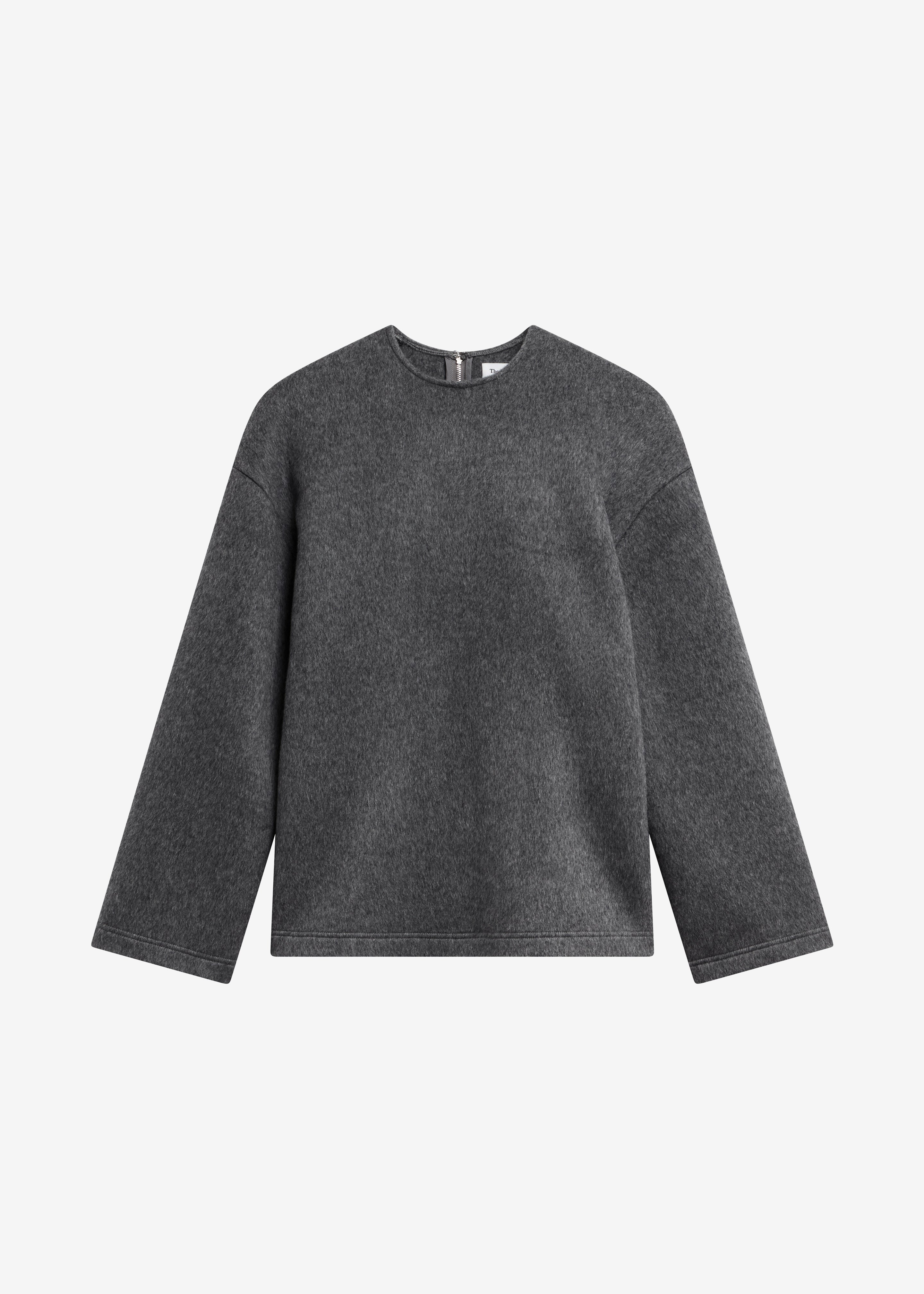 Delancey Long Sleeve Wool Top - Dark Grey Melange - 11