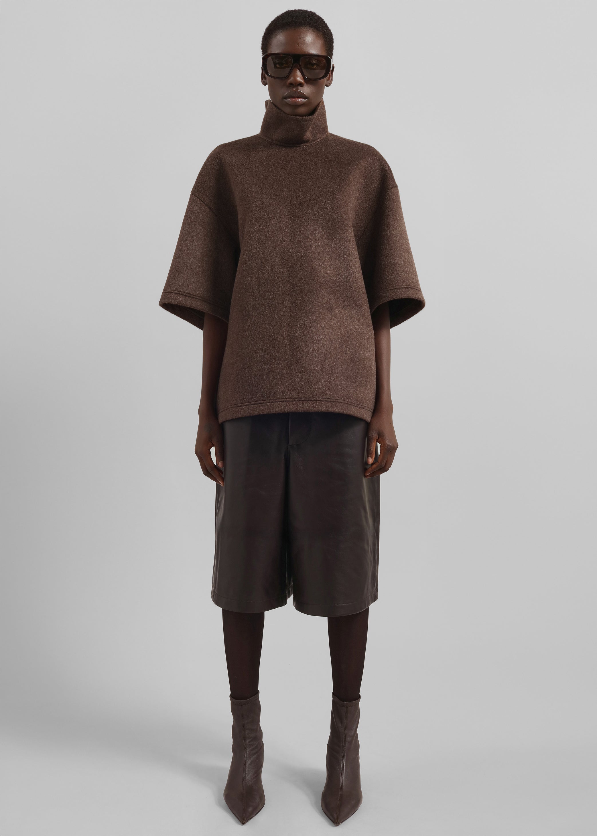 Shop the look image for Delancey Mock Neck Wool Top - Brown Melange