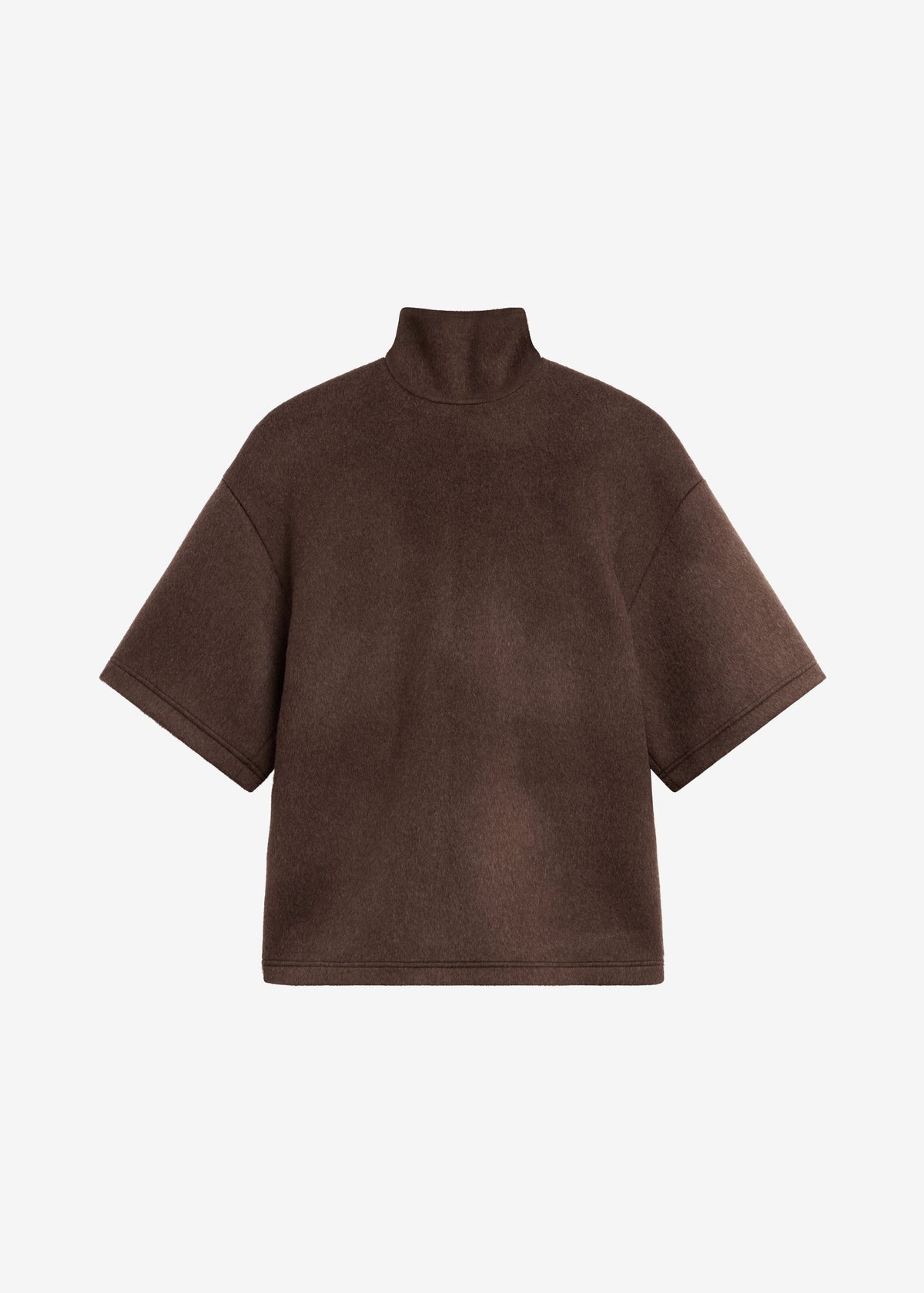 Delancey Mock Neck Wool Top - Brown Melange - 8