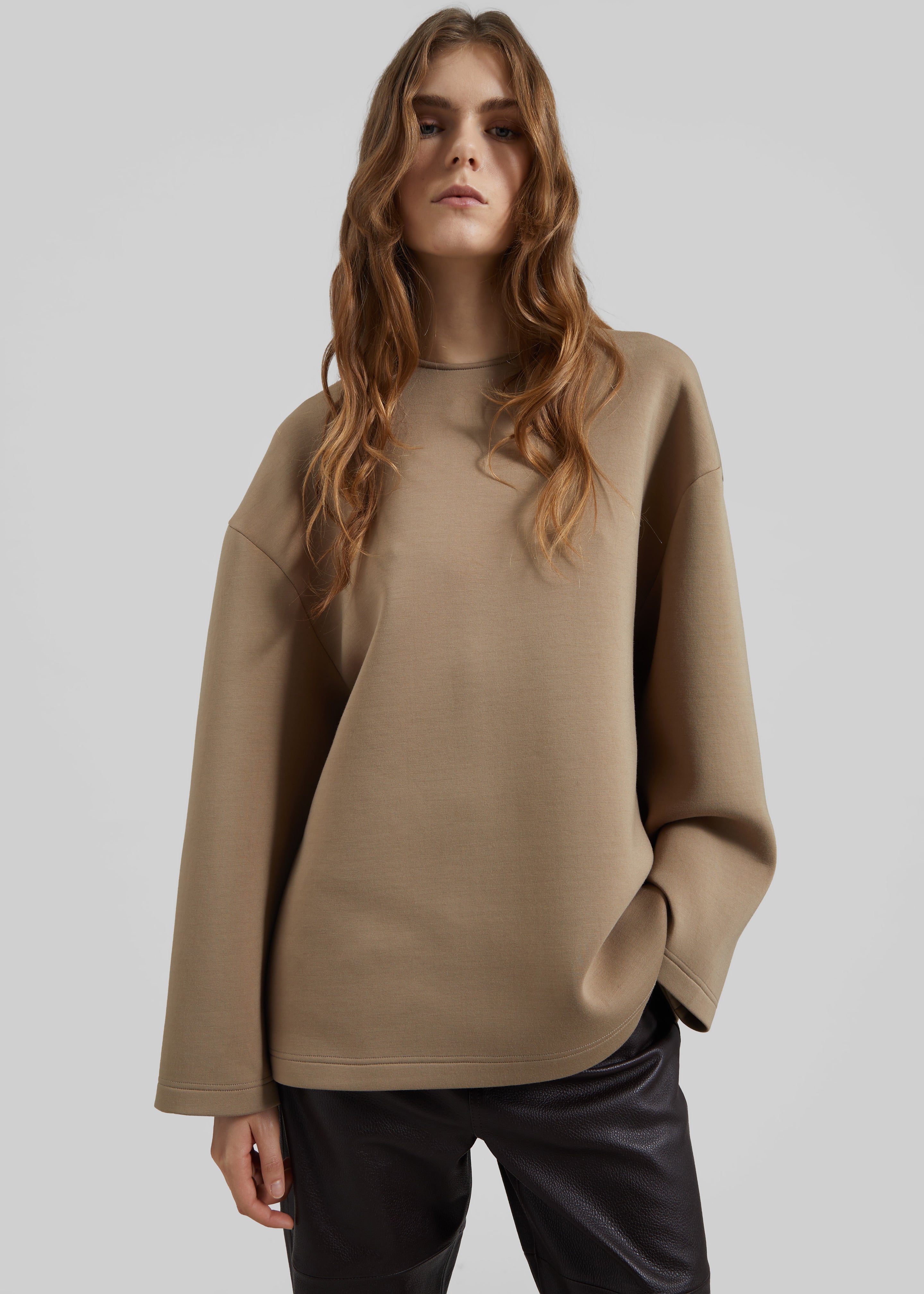 Delancey Long Sleeve Neoprene Top - Camel - 4