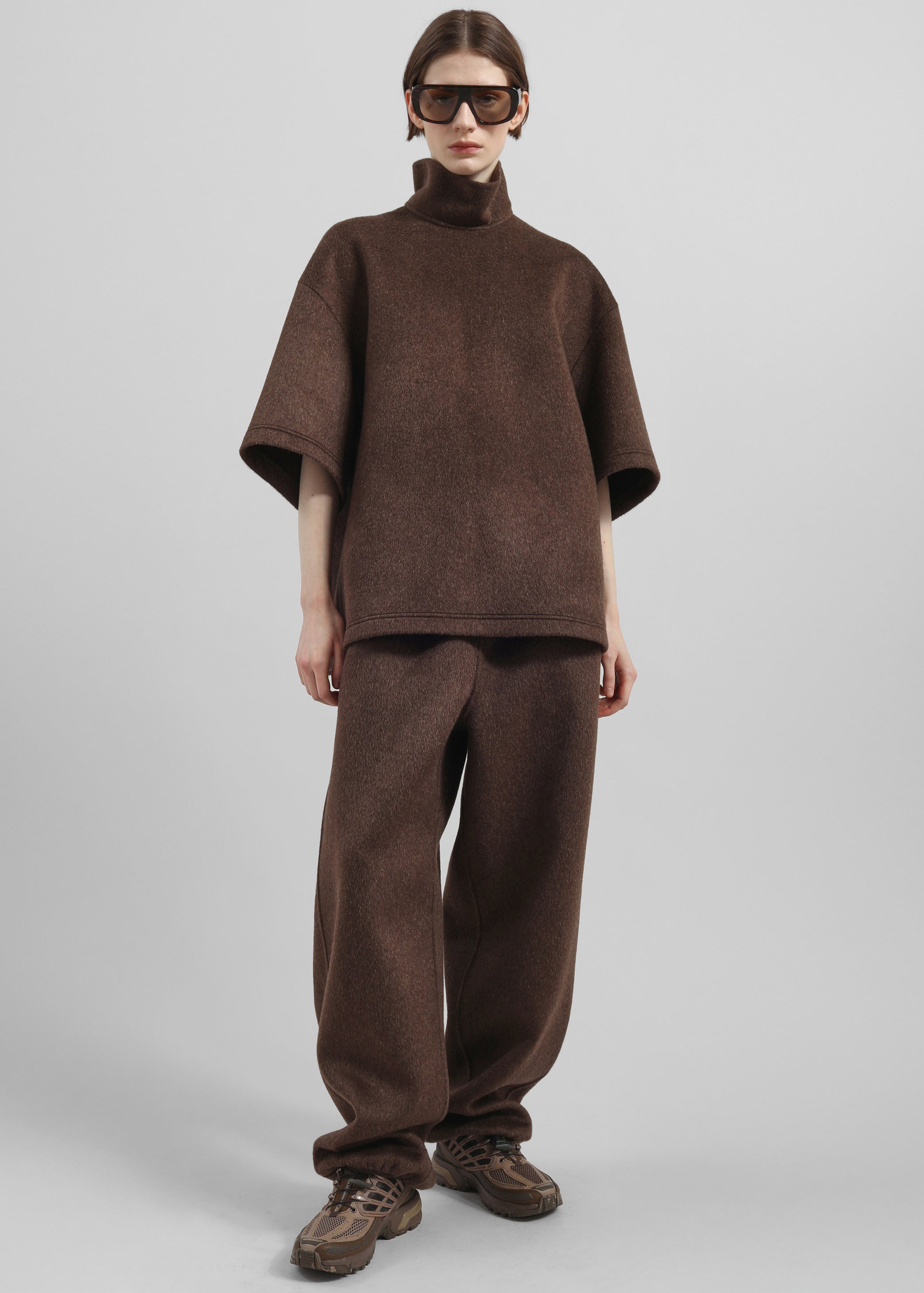 Shop the look image for Delancey Mock Neck Wool Top - Brown Melange