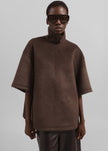 Delancey Mock Neck Wool Top - Brown Melange