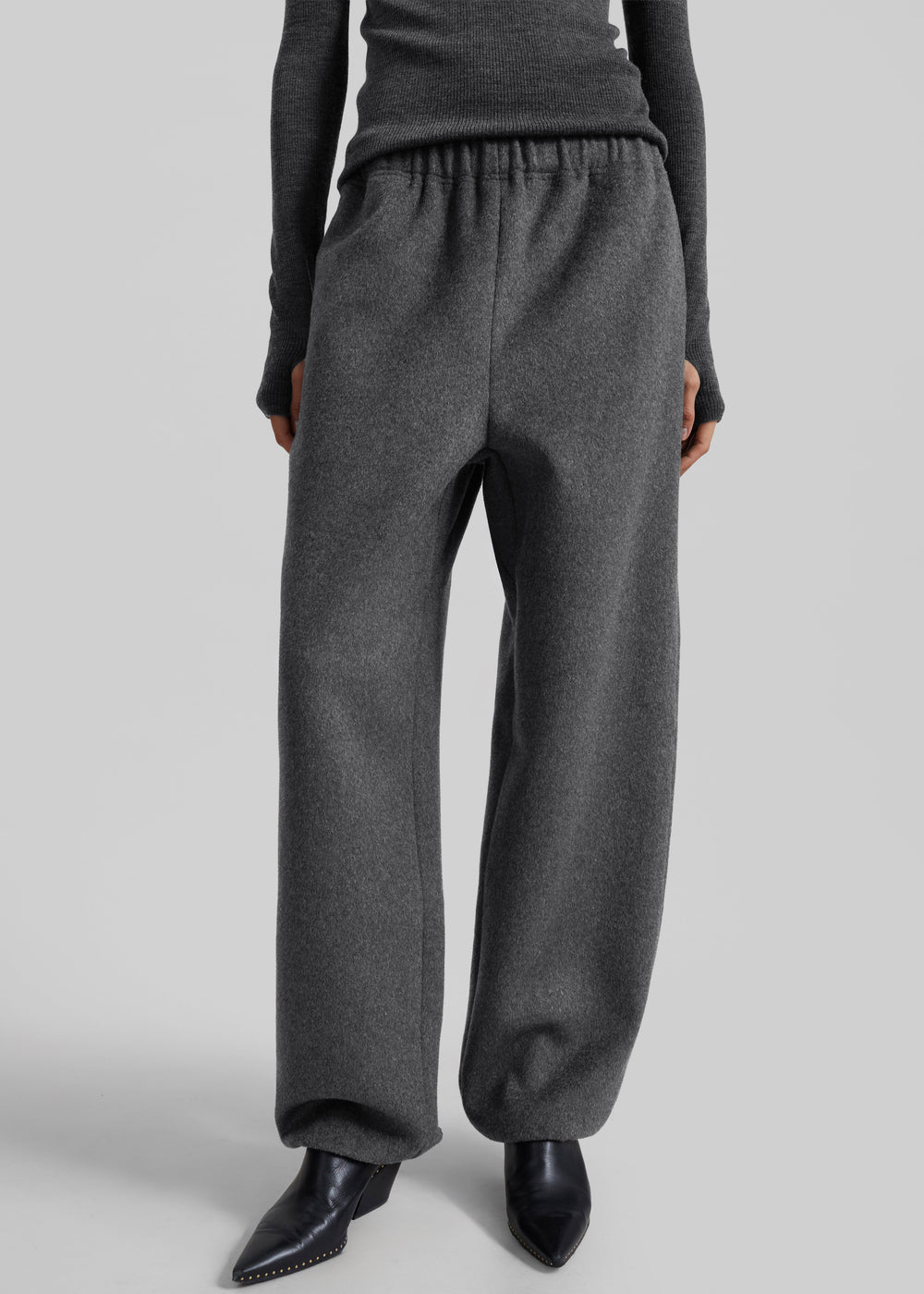 Delancey Wool Joggers - Dark Grey Melange - 1