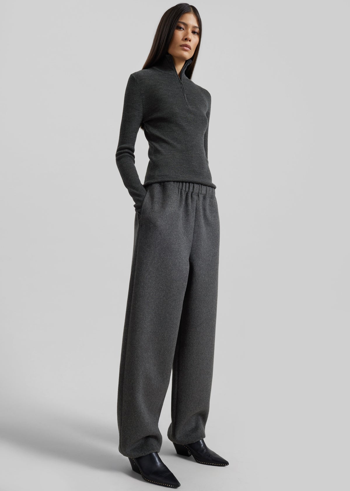 Delancey Wool Joggers - Dark Grey Melange - 5