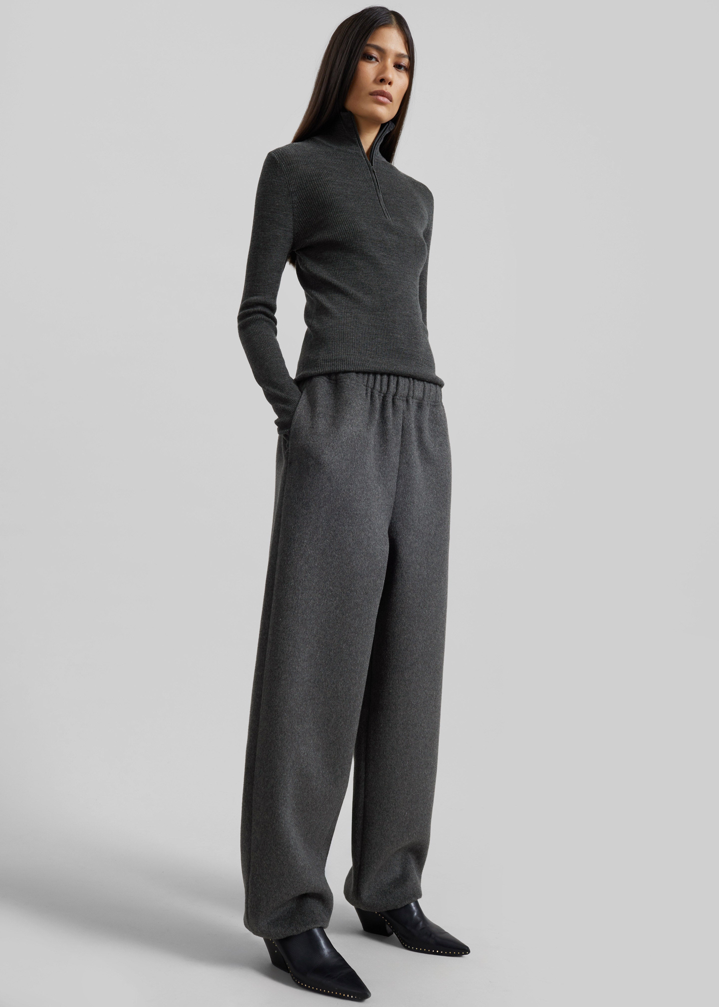 Delancey Wool Joggers - Dark Grey Melange - 5