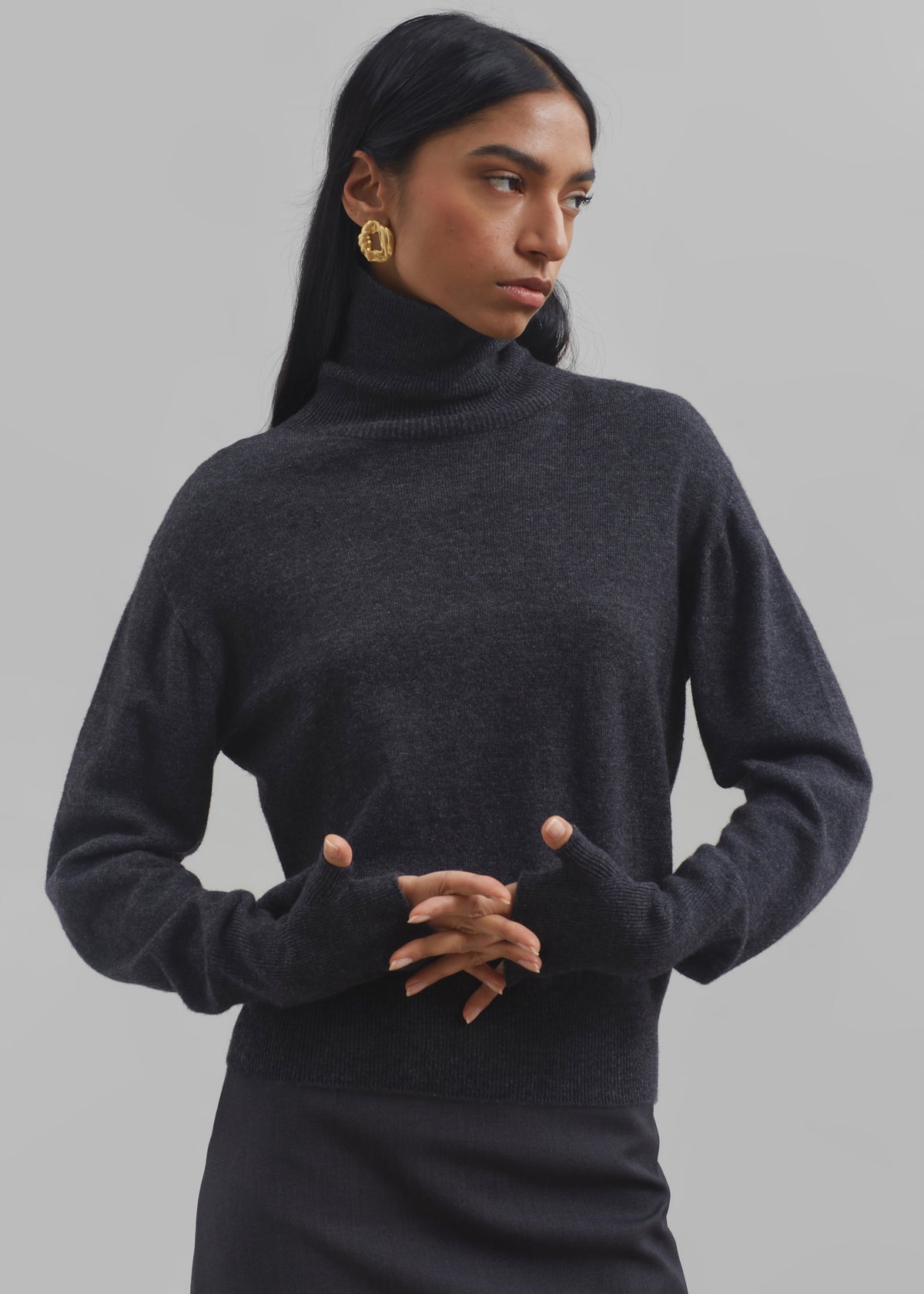 Delia Wool Turtleneck - Charcoal - 4