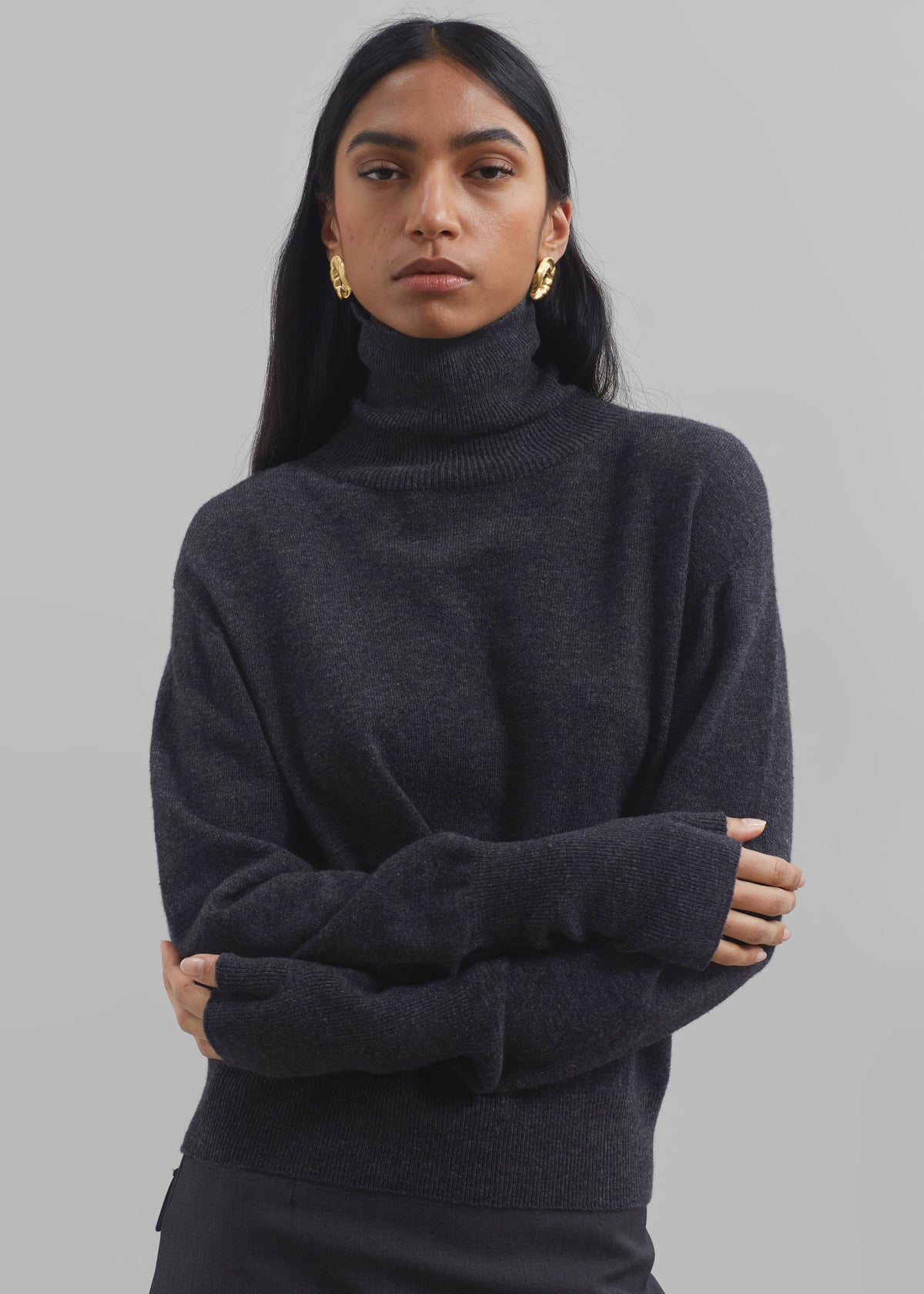 Delia Wool Turtleneck - Charcoal - 1