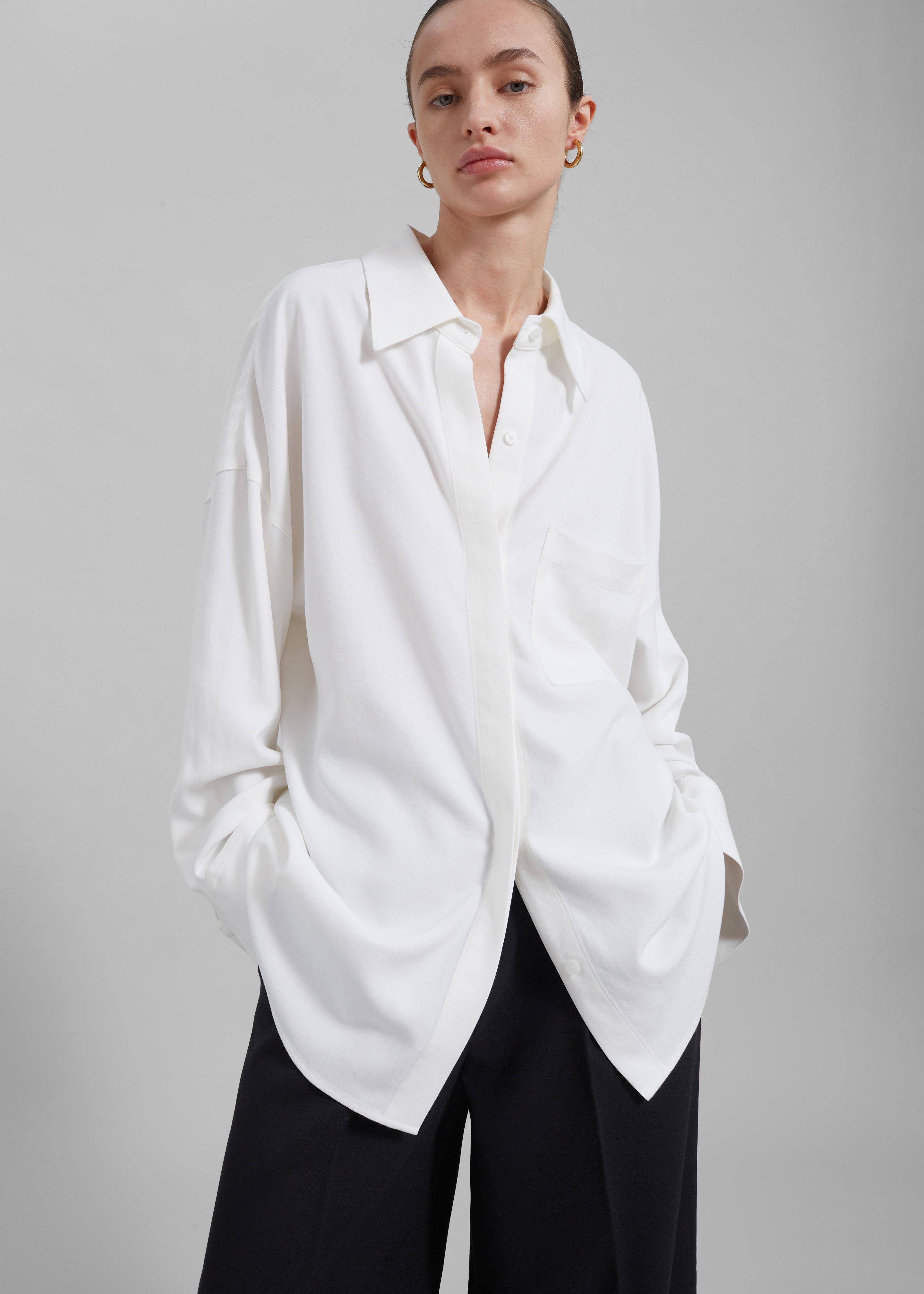 Della Midweight Button Up Shirt - White – The Frankie Shop